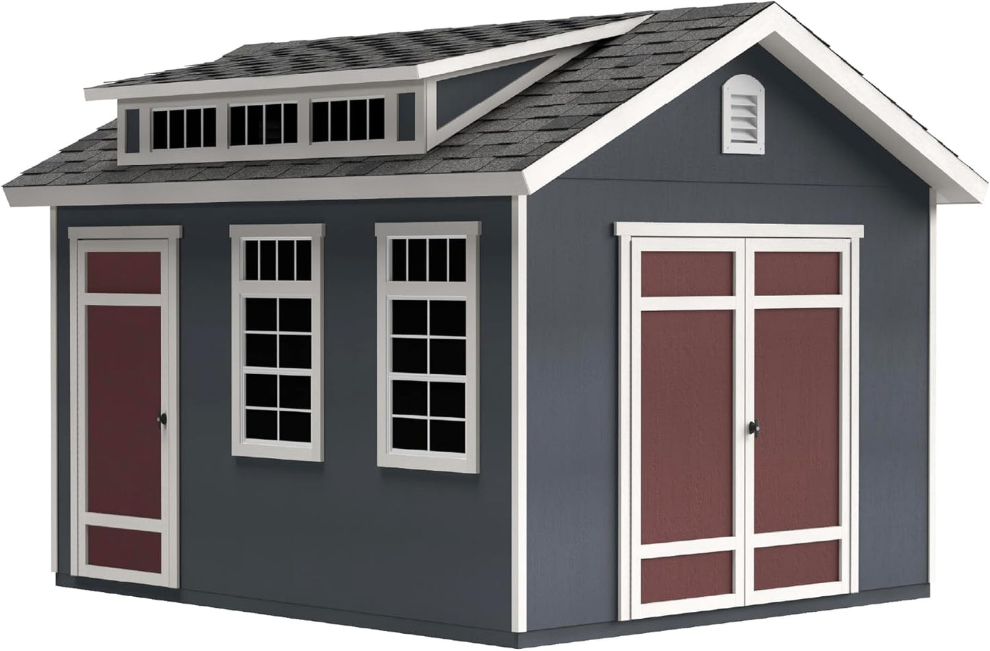 Handy Home Products Designer 12x10 Wooden Storage Shed with Dormer, Windows, and Floor Kit- Paint and Shingles not Included