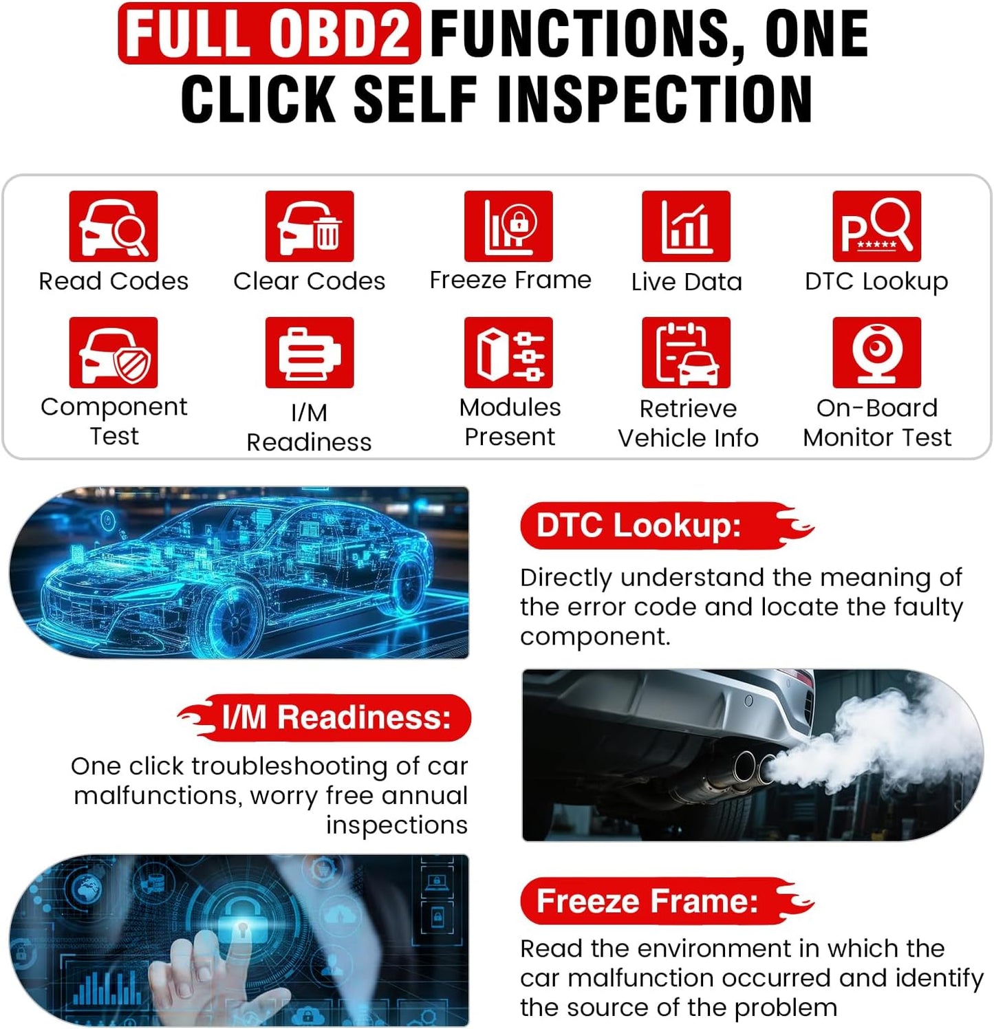 BOSSCOMM IF742 OBD2 Scanner, ABS/SRS/Transmission/Check Engine Code Reader Scan Tool with 6 Resets, ABS Bleeding/Oil/EPB/SAS/Throttle/BMS, Car Scanner Diagnostic Tool for All Cars, Upgraded of IF740