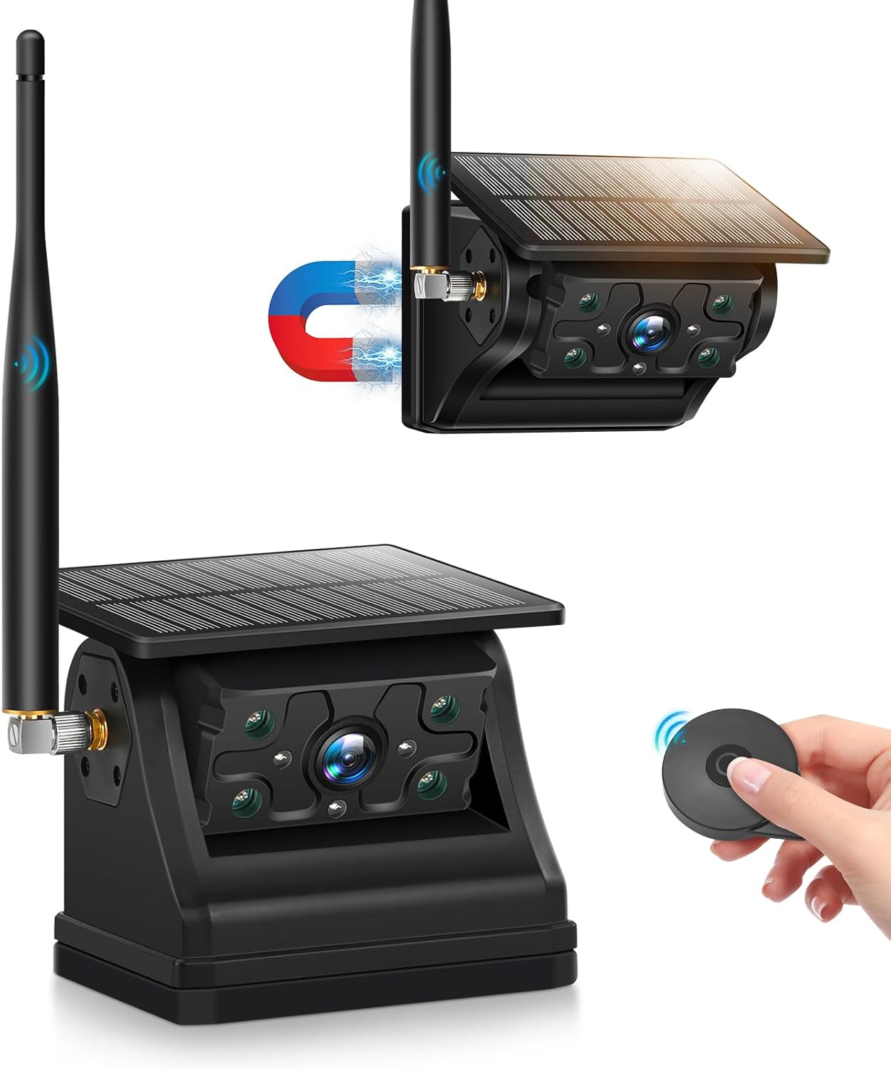 Portable 1080P Solar Magnetic Wireless Backup Camera with IR Night Vision, Easy Install Waterproof No Drilling, Rechargeable RV Camera 9900mAh Battery&Solar Panel for MYPIN Wireless Backup Camera kit