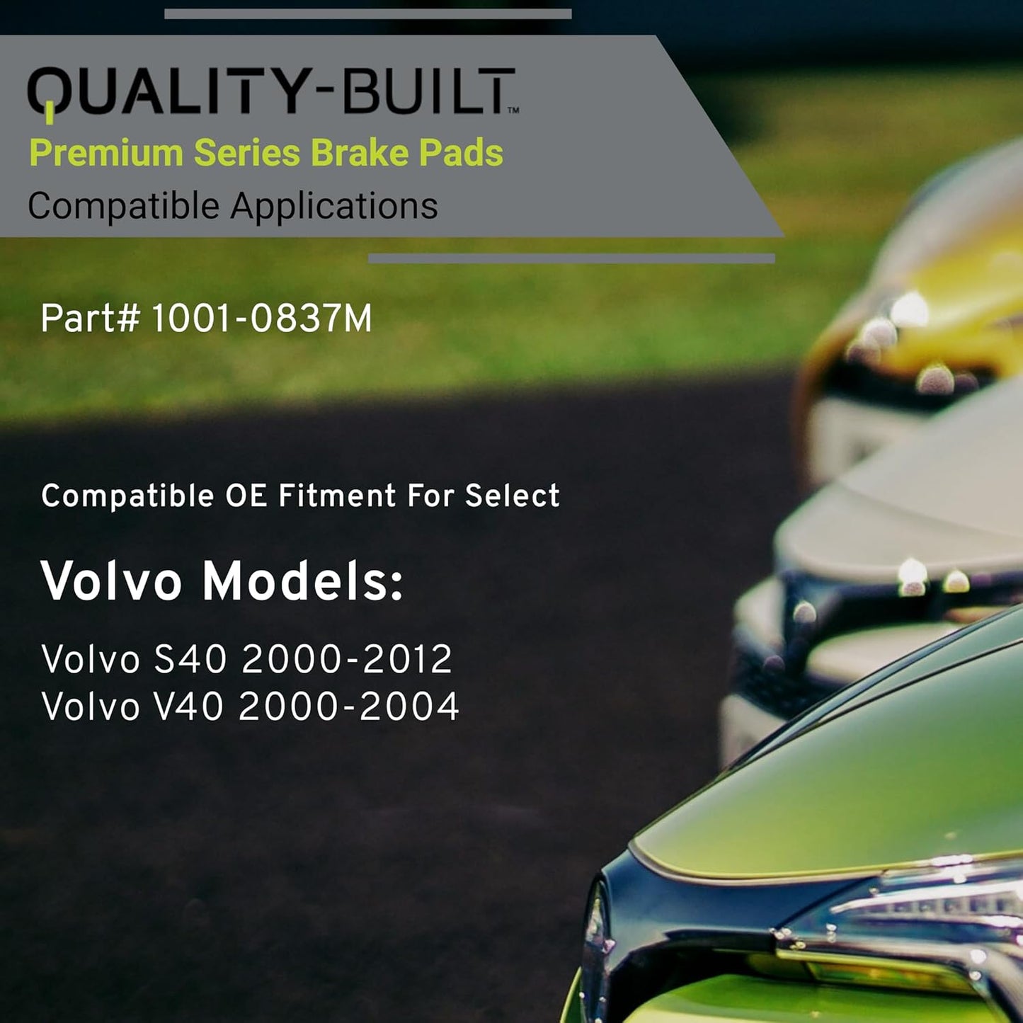 Premium Semi-Metallic Front Brake Pads (1001-0837M) Compatible with Volvo S40 2000-2012, Volvo V40 2000-2004