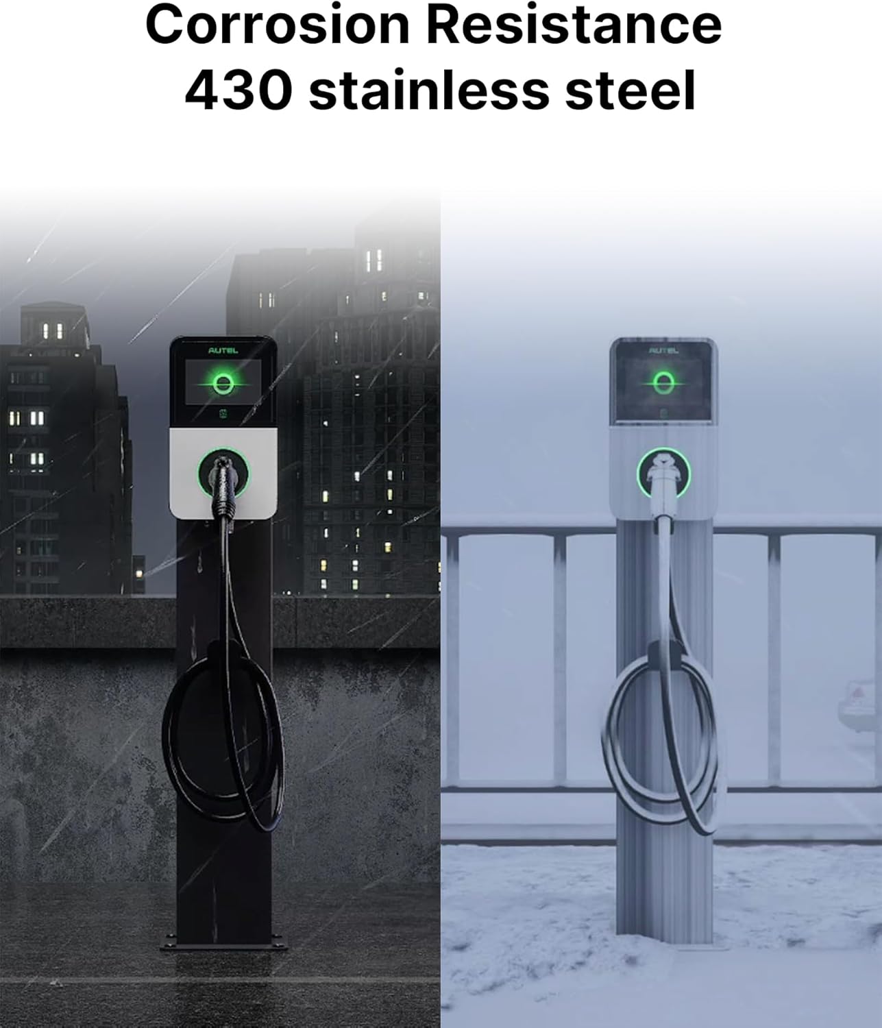 Autel Ev Charger Connector Pedestal, Freestanding Electric Car Charging Stations Stand Accessory, Corrosion Resistance, 430 Stainless Steel, Fits for All Level 2 Chargers(40A,50A,80A)