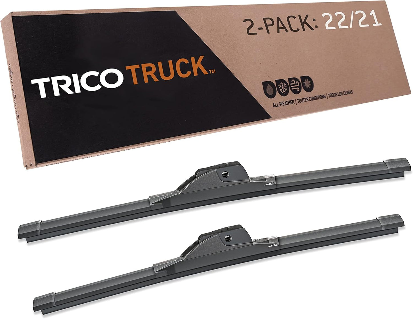TRICO Solutions™ Truck 22 Inch & 21 Inch Pack of 2 High Performance Automotive Replacement Windshield Wiper Blade for Select Dodge, Nissan, Honda, Toyota, and Cadillac Models (58-2221)