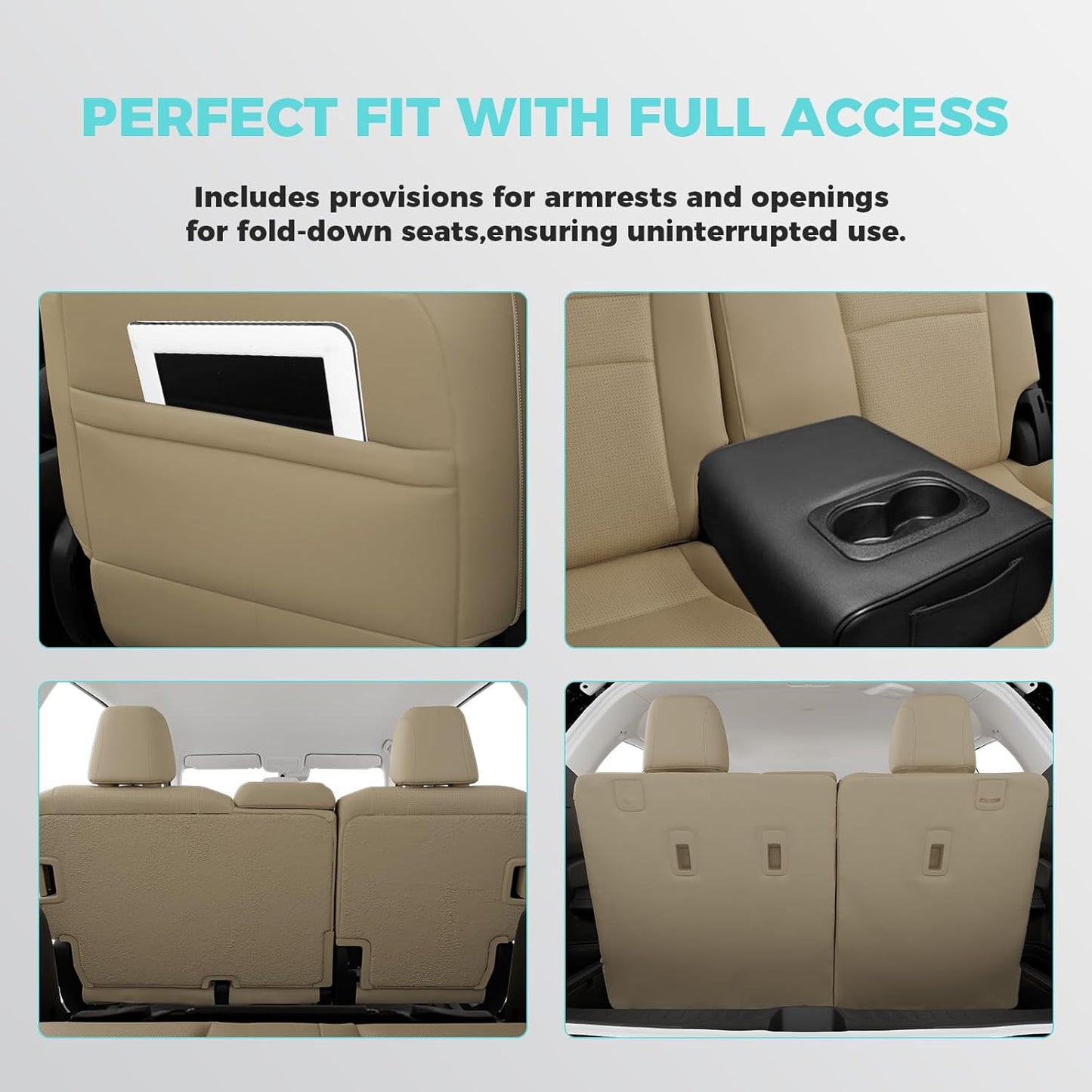 for Honda Pilot Seat Covers,Car Seat Protectors Full Set Custom Fit Pilot EX-L, Special Edition, Touring, Sport 2016 2017 2018 2019 2020 2021 2022-8 Seats, Full Coverage Waterproof, Beige