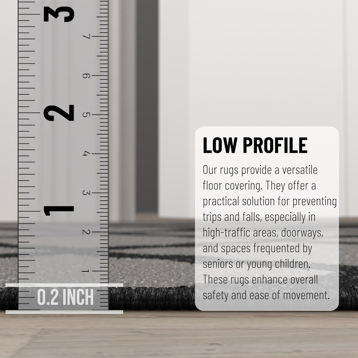 Ottomanson 3'3" x 5' Rugs for Living Room Trellis Area Rug for Bedroom - Non Slip Durable Large Floor Carpet for High Traffic Areas - Indoor Rug for Dining Room Kitchen Kids Playroom, Dark Gray