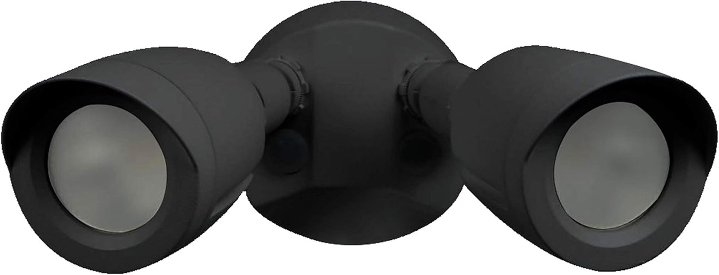 Ciata Flood Lights Outdoor, 20-Watt LED Bullet Head Security Flood Lights, Dual Head, RoHS and FCC Complaint, IP65 Rated, 1900 Lumens, 2KV Surge Protection, Die-Cast Aluminum in Black Finish – 4000K