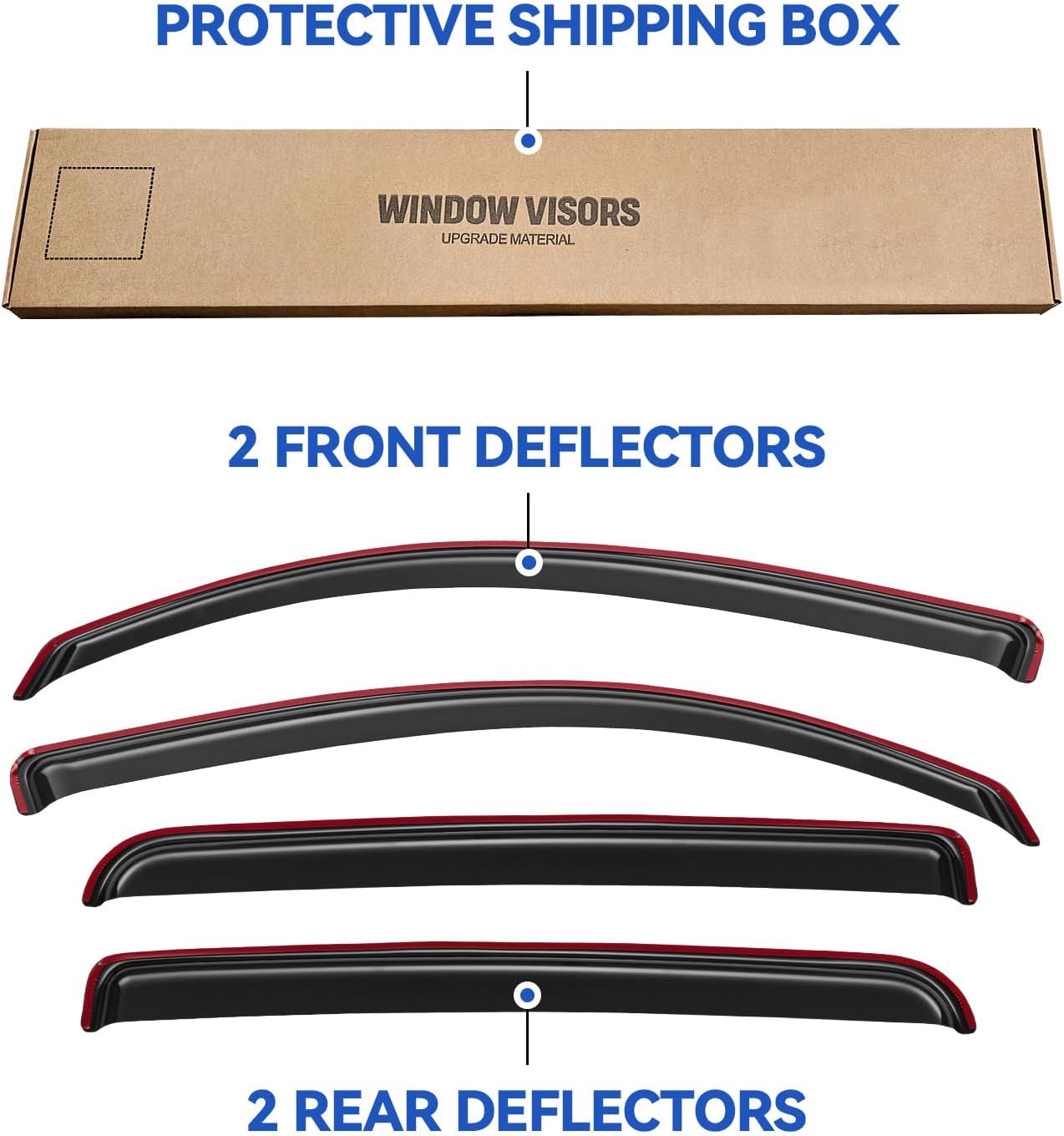in-Channel Window Visors Rain Guards for 2016-2023 Toyota Tacoma Double Cab, Window Vent Wind Deflectors Visors Shades for 16-23 Tacoma