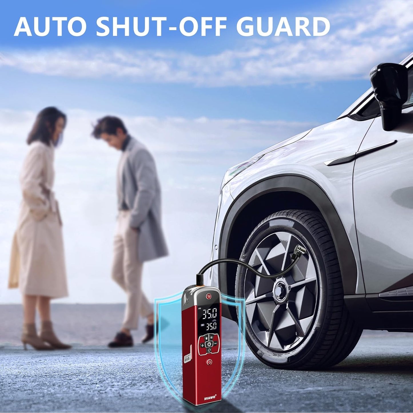 Tire Inflator Portable Air Compressor: Cordless Deflatable Air Pump for Car Tires - 150PSI Tire Pump with Pressure Gauge for Car Bike Motorcycle