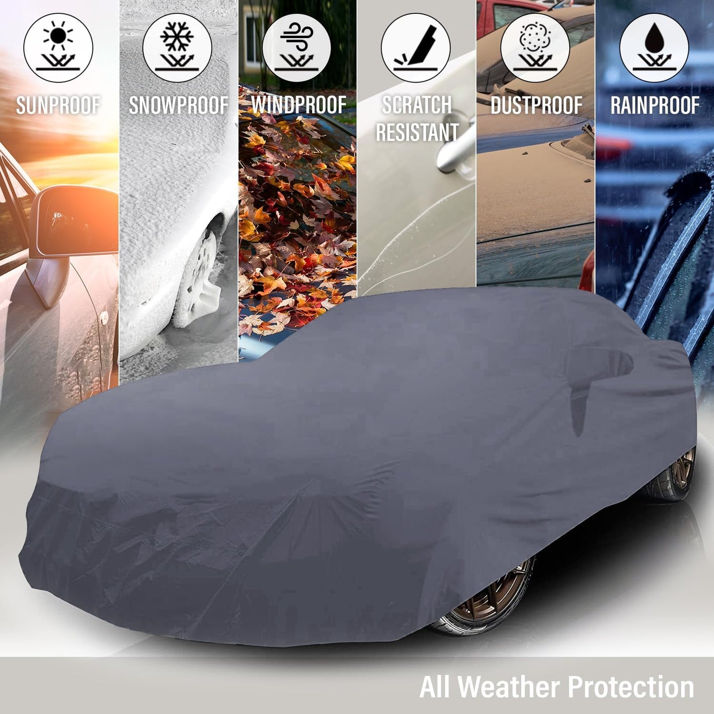 Supreme Full Car Cover – Pontiac Catalina 1966-1970 Coupe 2-Door Semi Custom Fit Waterproof Full Coverage All Weather Windproof Dust Proof Indoor Outdoor Automobile