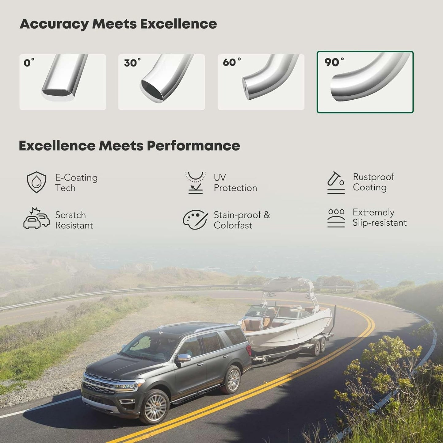 YHTAUTO 4 Inch Running Boards Side Steps Compatible with Chevy & GMC Models - Silverado, Sierra 1500/2500 HD/3500 HD 1999-2018, Standard/Regular Cab, Oval 90° Bent Ends Stainless Steel Polished Chrome