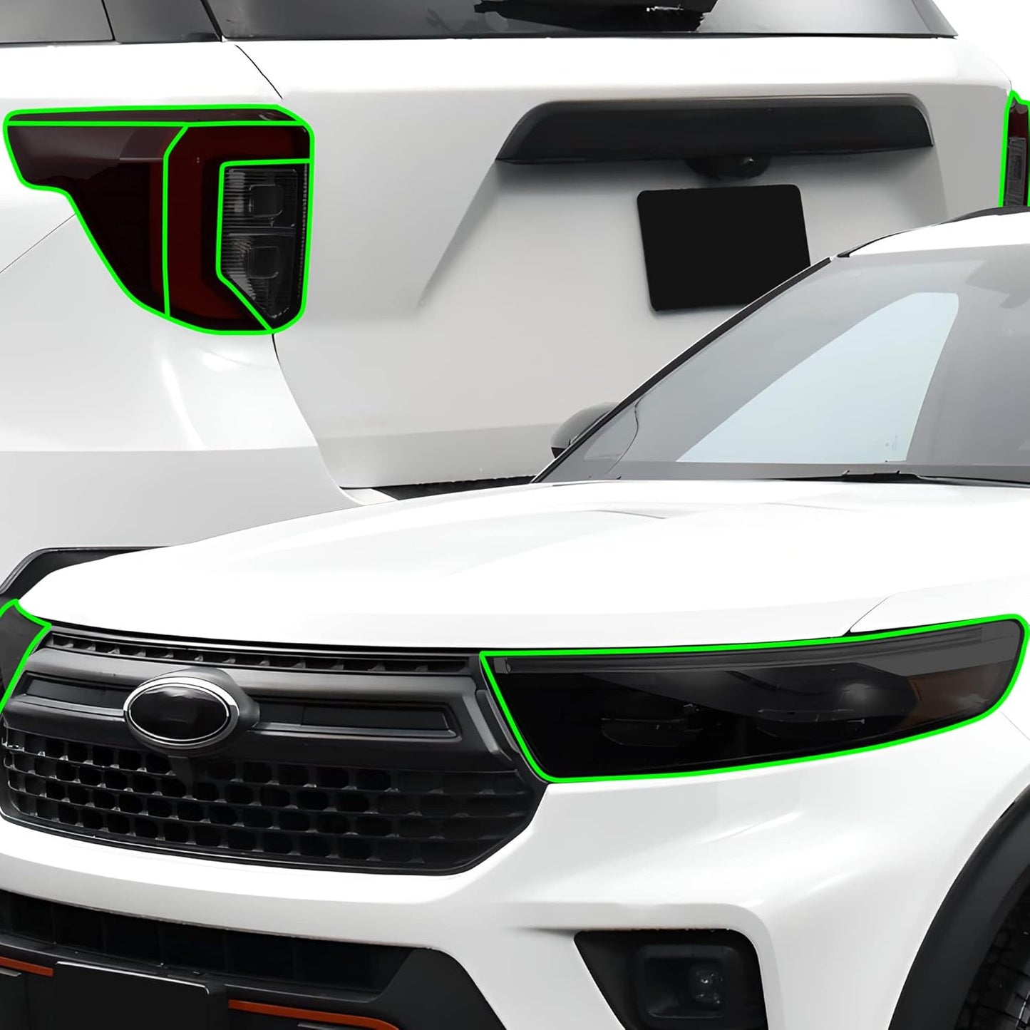 BOGAR TECH DESIGNS Precut Made for Ford Explorer 2020-2024 Full Headlight Taillight Reflector Sidemarker Tint Kit, Dark Smoke