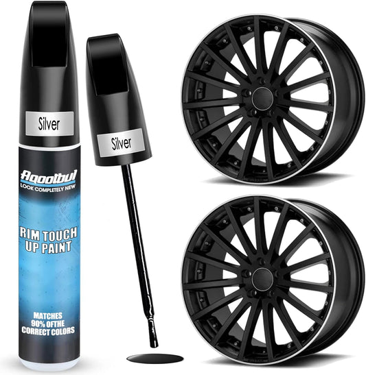 Silver Rim Touch Up Paint - Car Wheel Repair Kit Curb Rash, Gloss or Matte Black Rim Touch Up Paint, Quick And Easy Wheel Scratch Repair Kit, Wheel Repair Kit Curb Rash (Silver)