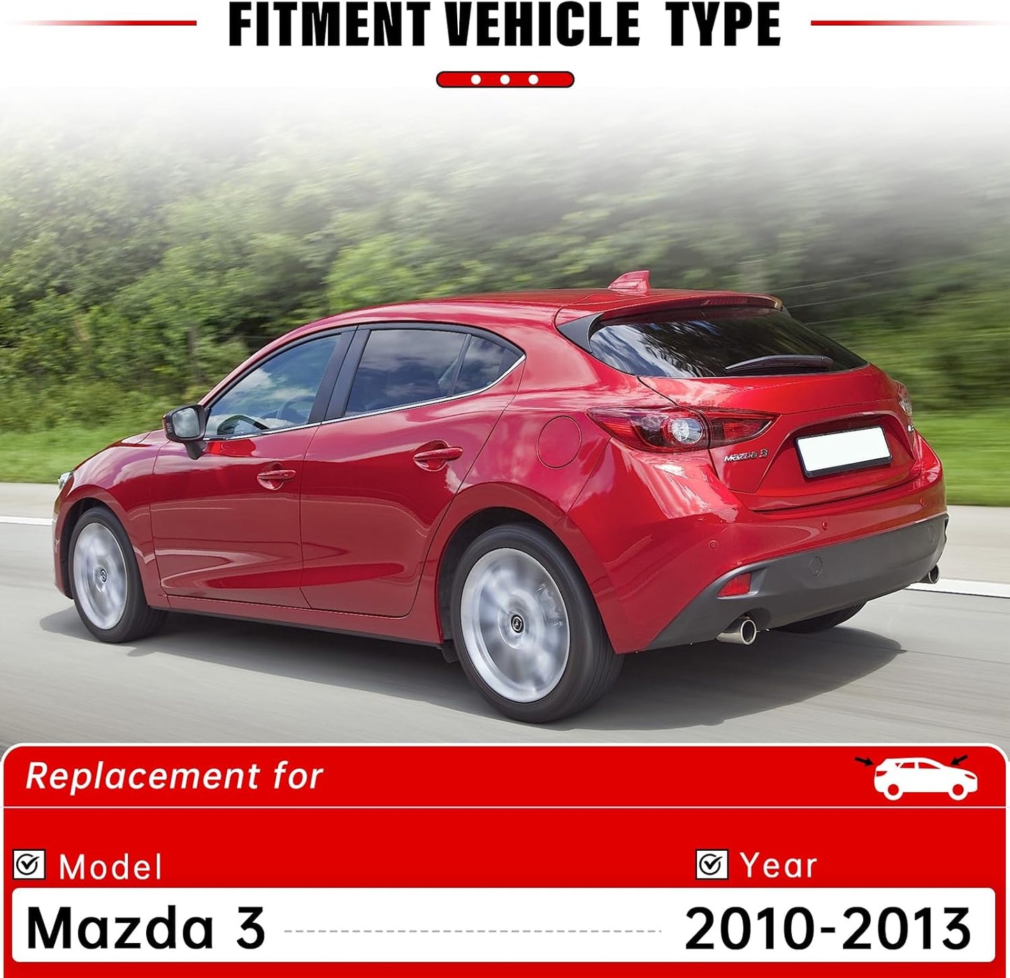 Windshield Wiper Blades Replacement for Mazda 3 2010 2011 2012 2013 Original Factory Quality Front Rear Wipers Blade Set for My Car - 24" 19" 14" (Pack of 3)