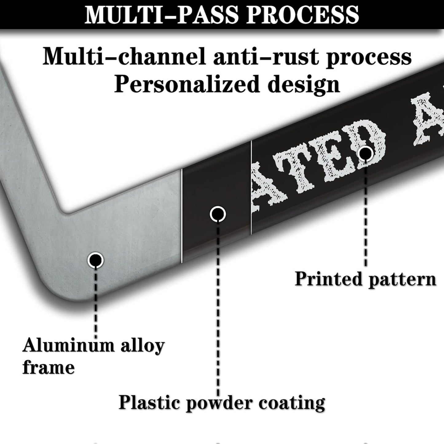 License Plate Frames Black and White License Plate Frame Holder Stay Back I Cheated at The DMV Universal Aluminum Car Accessory 2 Pack with Screw Covers Set