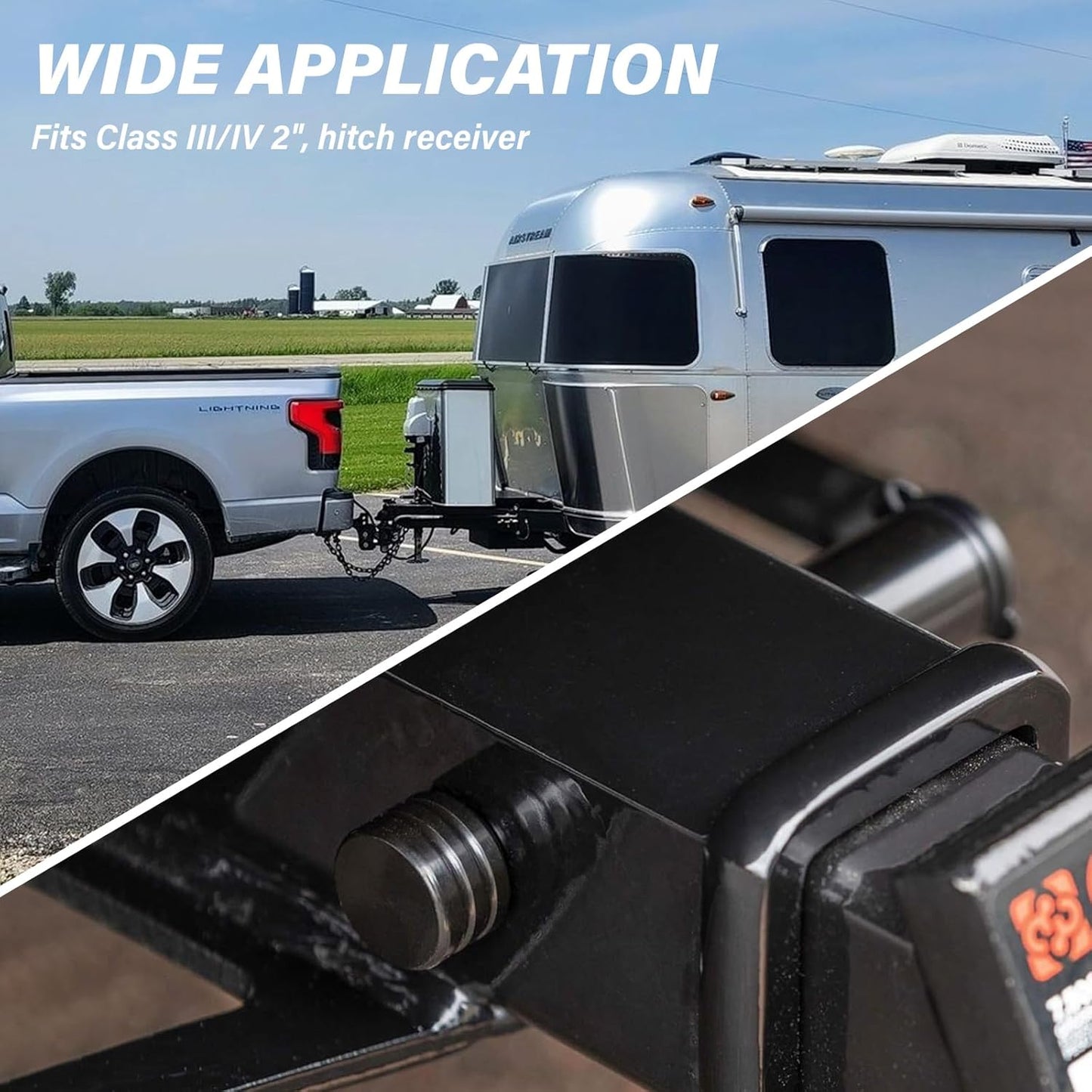 Trailer Hitch Lock, Hitch Lock with 5/8'' Dia Pin Fits 2" Receiver Tubes, for Class III IV 2 Inch Receiver, for Trailer Car Boat, KD 2 Pack