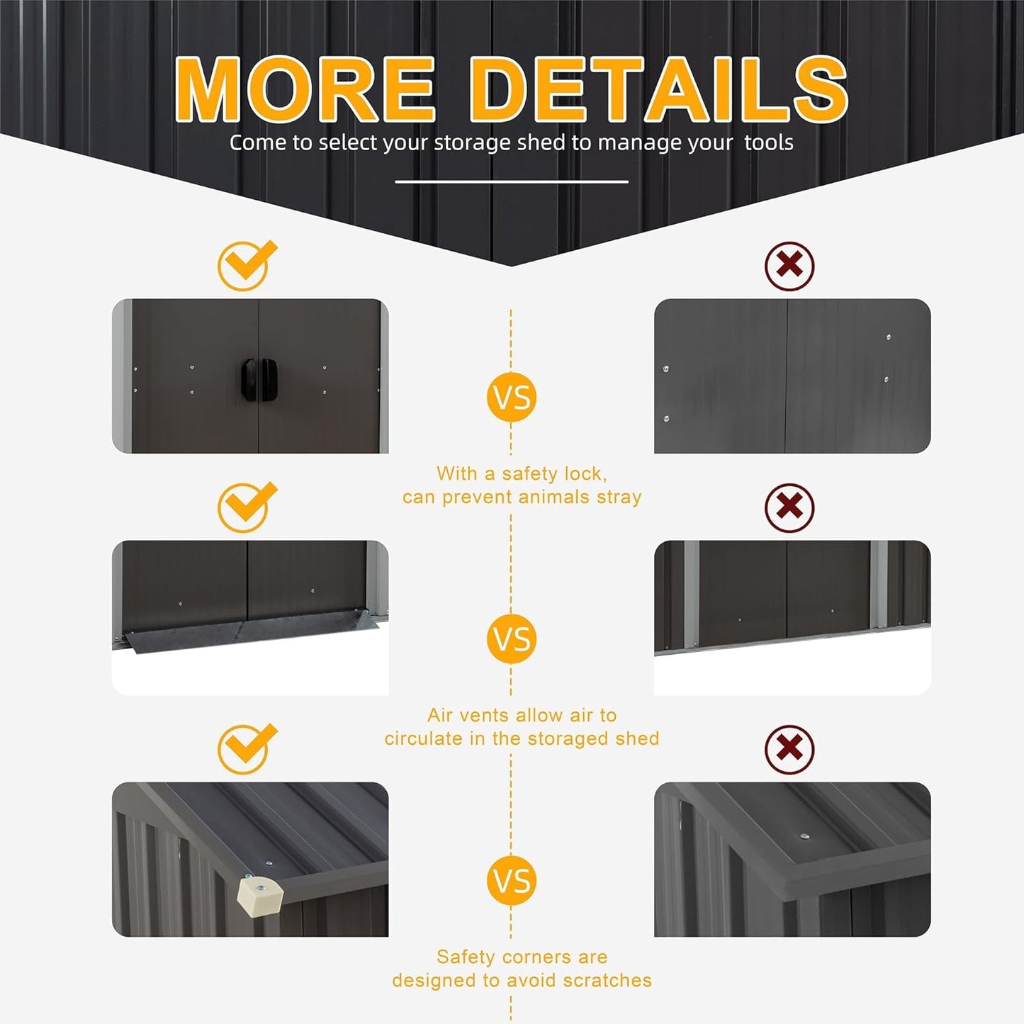 Shintenchi 6x4 FT Outdoor Storage Shed with Window, Lockable Outdoor Waterproof Tool Storage Sheds, Weather Resistant Tool Storage House Shed for Garden, Backyard, Patio Utility and Tool Storage, Gray