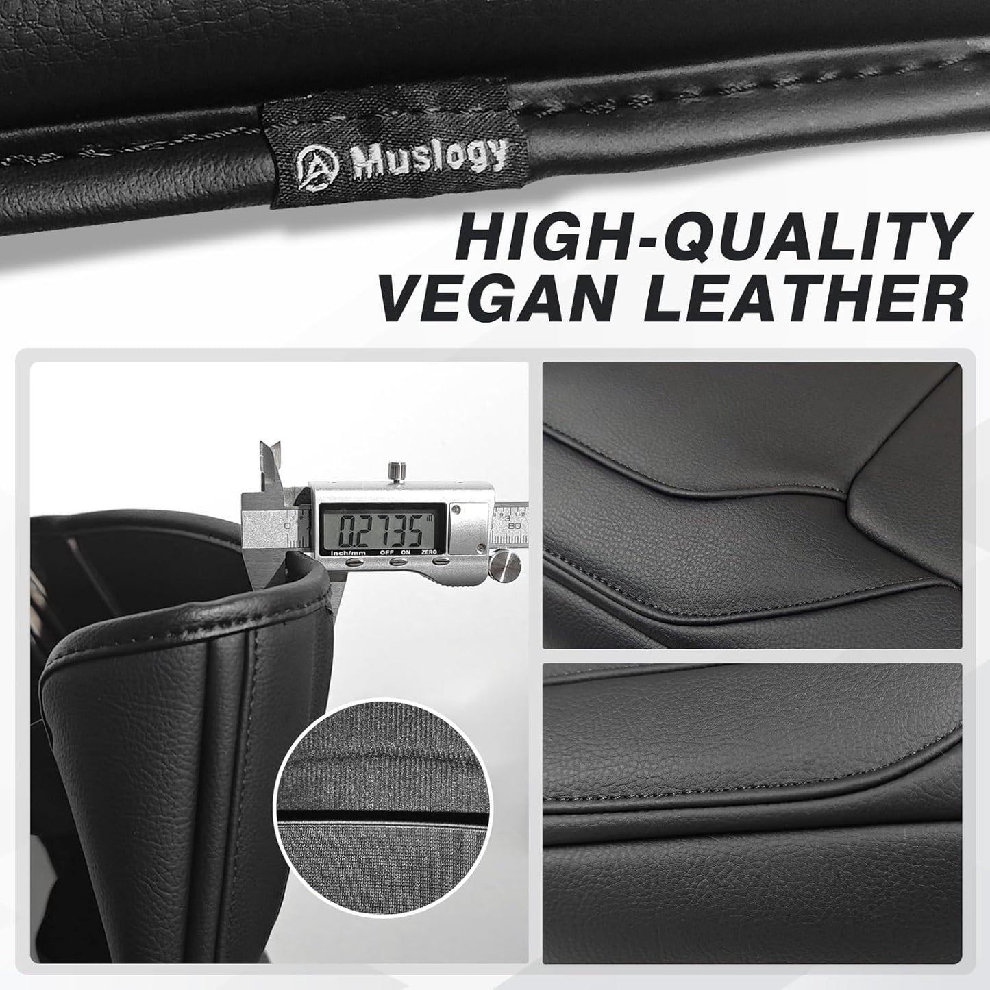 Muslogy Center Console Armrest Cover Compatible with Dodge Ram1500 2500 3500 2019-2024 Comfort Armrest Pad Arm Rest Cushion Vegan Leather Protector Regular Thick(Bucket Seat ONLY, NO Limited,Laramie)