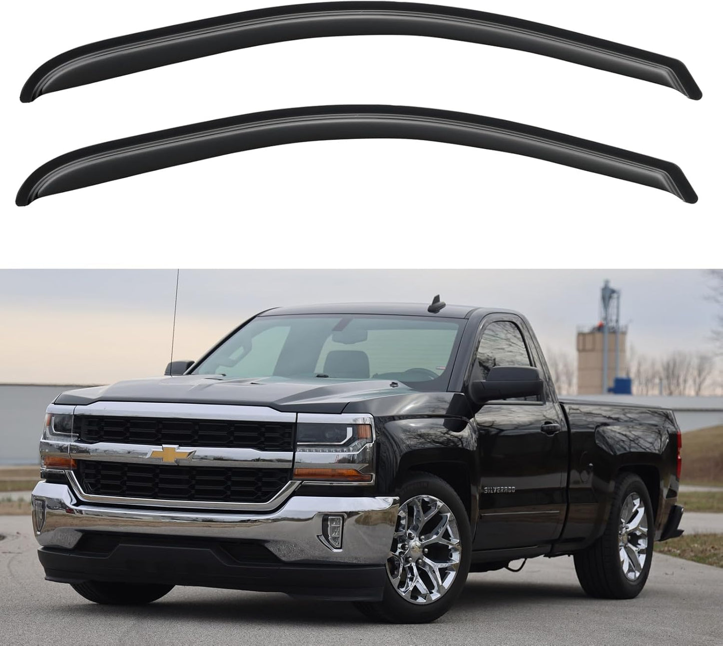 Window Visors Rain Guards for 2014-2018 Chevy Silverado/GMC Sierra 1500 Regular Cab, Out-Channel Window Vent Wind Deflectors Visors Shades for 15-19 Silverado/Sierra 2500HD 3500HD, 2PCS