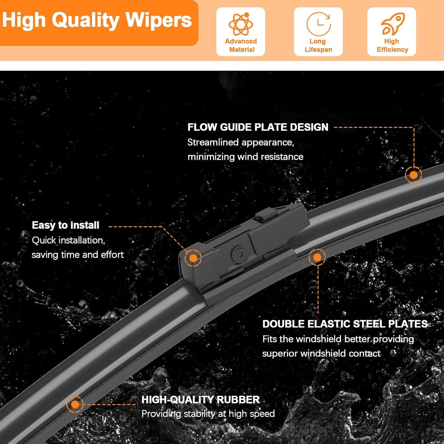HULADAED® 26'' 22'' 12'' Windshield Wipers Replacement for Volkswagen/VW Atlas 2023-2018,Silicone Front Rear Wiper blades for MY Car-All Weather & Quiet(3 PACK)