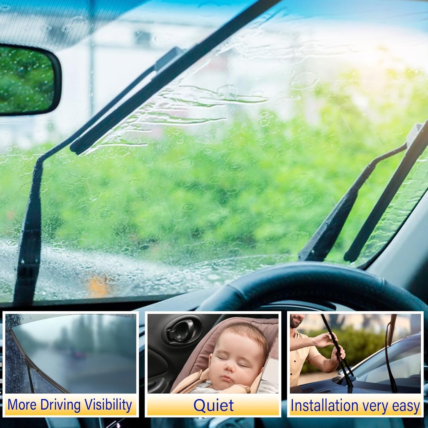 3 wipers Replacement for 2005-2015 Nissan Armada/2004-2010 Infiniti QX56/2011-2014 Acura TSX, Windshield Wiper Blades Original Equipment Replacement - 24"/22"/12" (Set of 3) U/J HOOK