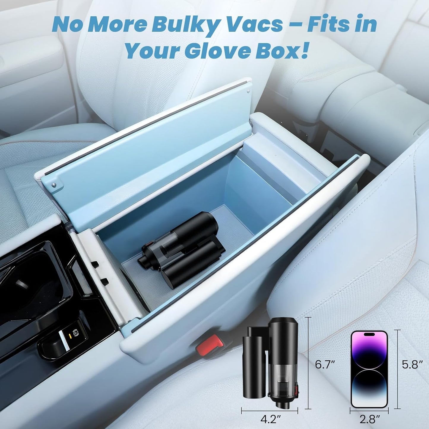 Vac V2 Portable Air Blower/Car Vacuum 90°Foldable 3in1 Handheld Vacuums Cleaner Brushless Motor High Power 16000PA Compressed Air Dusters Cordless Vacuum Cleaners for Car Home