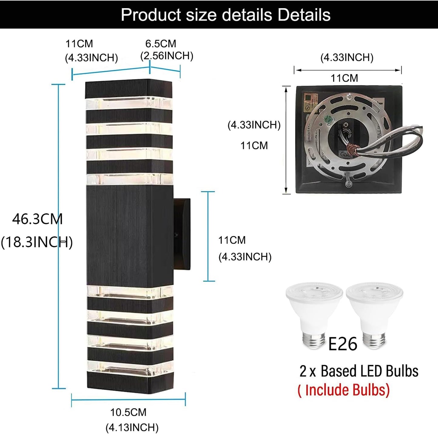 18inch LED Square Up & Down Wall Lights,24W Outdoor Wall Light 4000K Day White Aluminum Body Waterproof IP65 LED Exterior Light Fixtures Wall Mount for House Patio Garage Garden. (10 Pack)