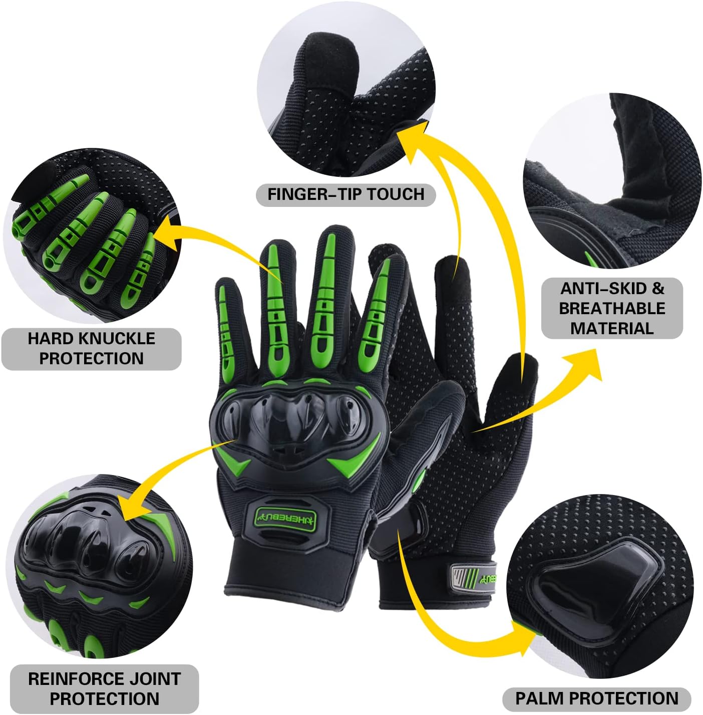 Motorcycle Gloves Touch Screen Full Finger Riding Gloves Knuckle Protection for Men and Women for Dirt Riding, Road Racing, Cycling, Climbing Work Outdoor Sports