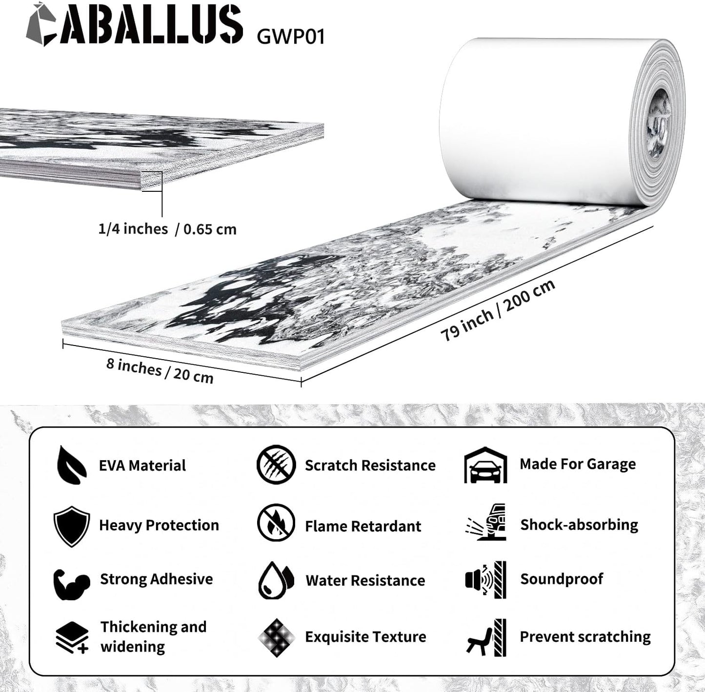 GWP01 Marble Grain Garage Wall Protector Car Door Protectors, Garage Accessories, Parking Stopper for Garage, Tool-Free, Designed in Germany