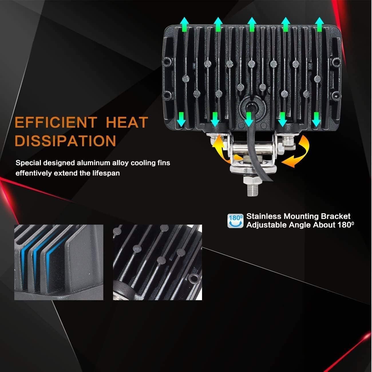 2PACK 6.3IN 45W Led Work Lights 12v/24v 4500LM 6500K Rectangular Foglights,Waterproof Offroad Flood Led Light Bar for Tractor,Truck,Combine,Heavy Equipment,with DT Connector