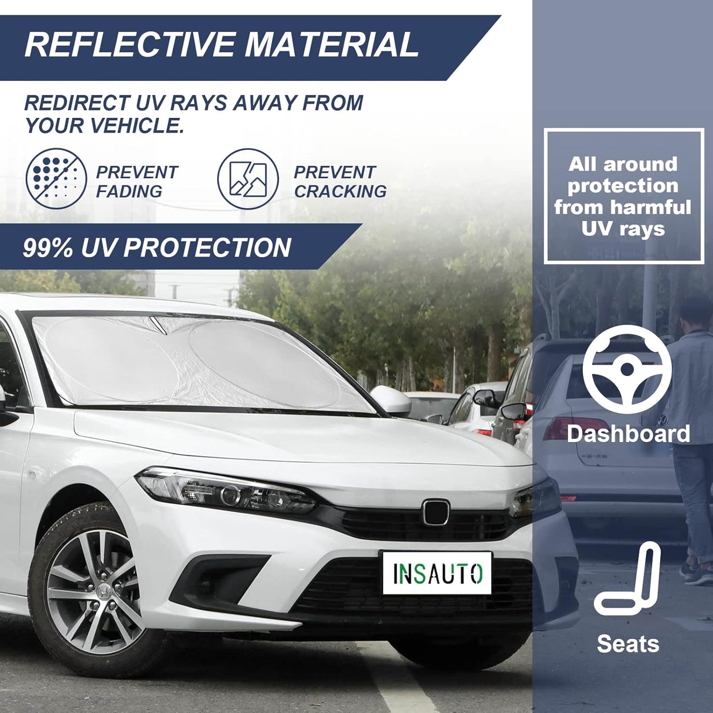 Sun Shade for 2007-2017 Toyota Camry Accessories, Foldable Front Window Shield for Camry LE XLE Hybrid SE XSE Sedan 240T Windshield Sun Visor Protector Fully Covered to Keep Car Cool