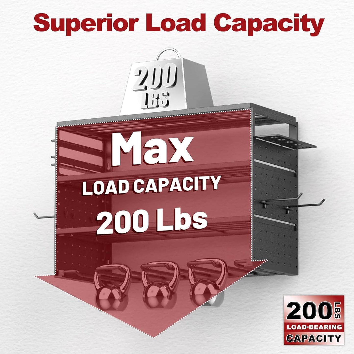 Power Tool Organizer Wall Mount - 4 Layer Metal Power Tool Storage Rack, Cordless Drill Holder with 4 Hooks, Utility Storage Rack for Garage Workshop Shed Pegboard