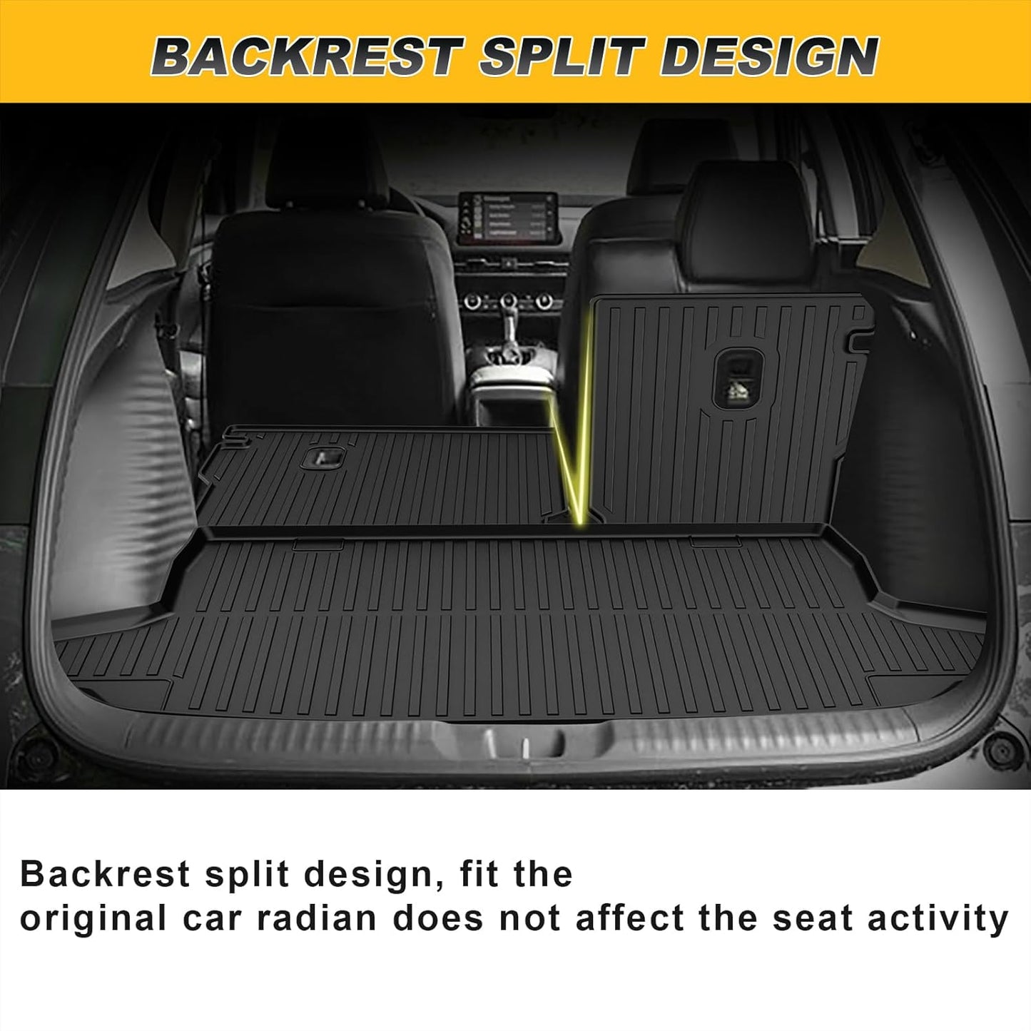 2025 HRV Cargo Liner & Backrest Mat Fit for Honda HR-V HRV 2023 2024 2025 2026 & Acura ADX 2025: All Weather Protection Cargo Mat with 2nd Row Back Seat Protector - TPE Trunk Liner HRV Accessories