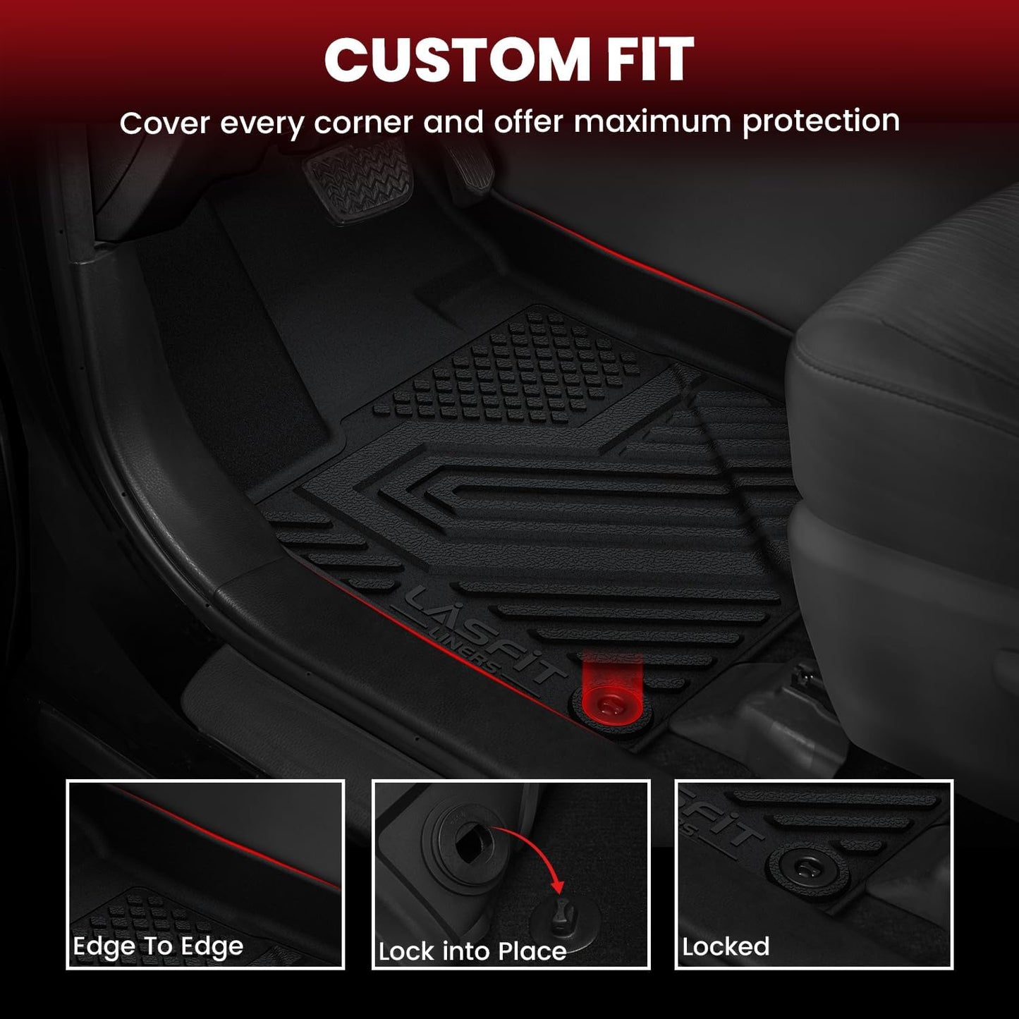 LASFIT Floor Mats&Trunk Mat Fit for Toyota RAV4 2019-2025 (Only Fit Hybrid) All Weather TPE Mats Custom Fit Floor Liner for Toyota RAV 4 1st and 2nd Row Full Set Car Mats and Cargo Liner, Black