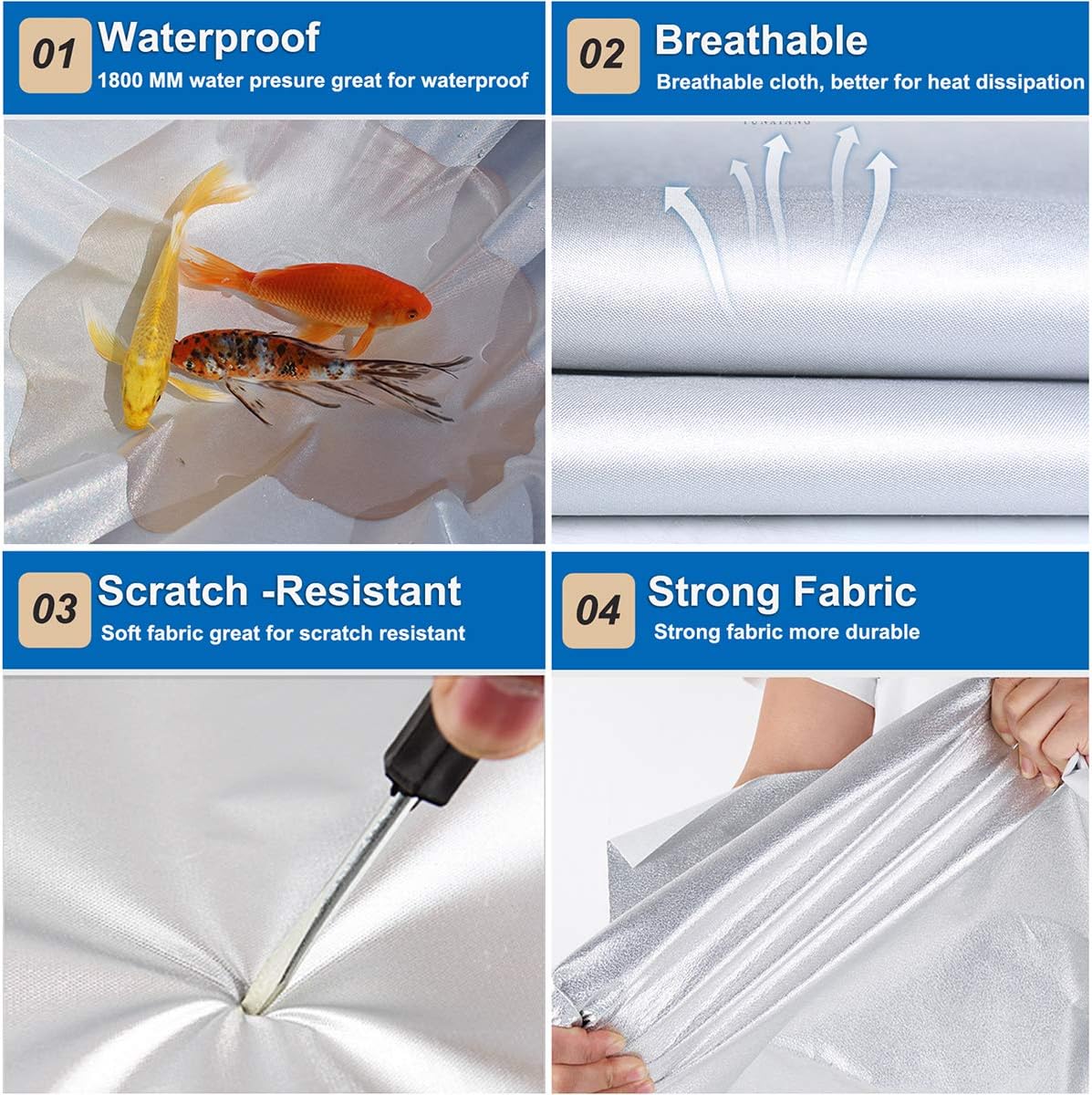 Koukou SUV Car Cover 100% Waterproof All Weather for Automobiles with Zipper Door, Universal Fit Ford Explorer, Jeep Grand Cherokee, BMW X5, Highlander, Etc.(190 to 201 inches)