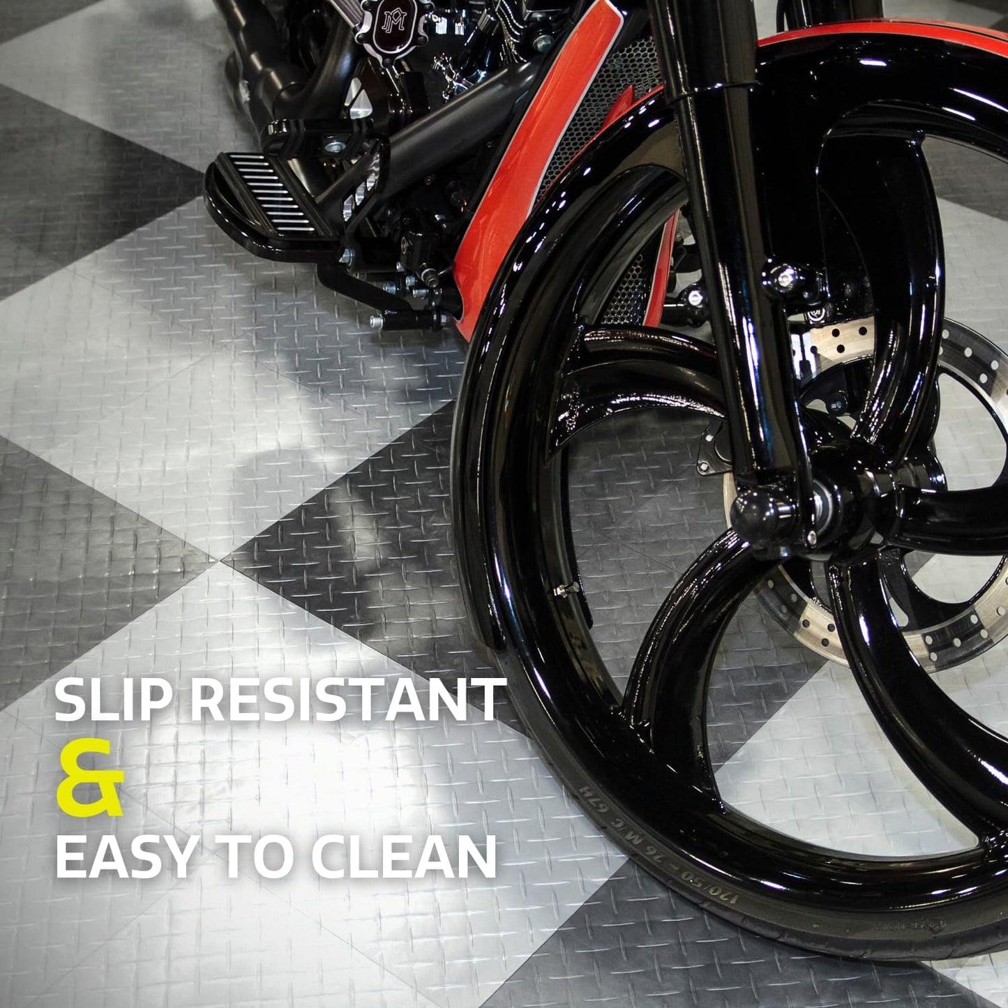 Big Floors RaceDeck Diamond Plate Design, Durable Interlocking Modular Garage Flooring Tile (Black, 12 Pack of 12 x 12" Tiles)