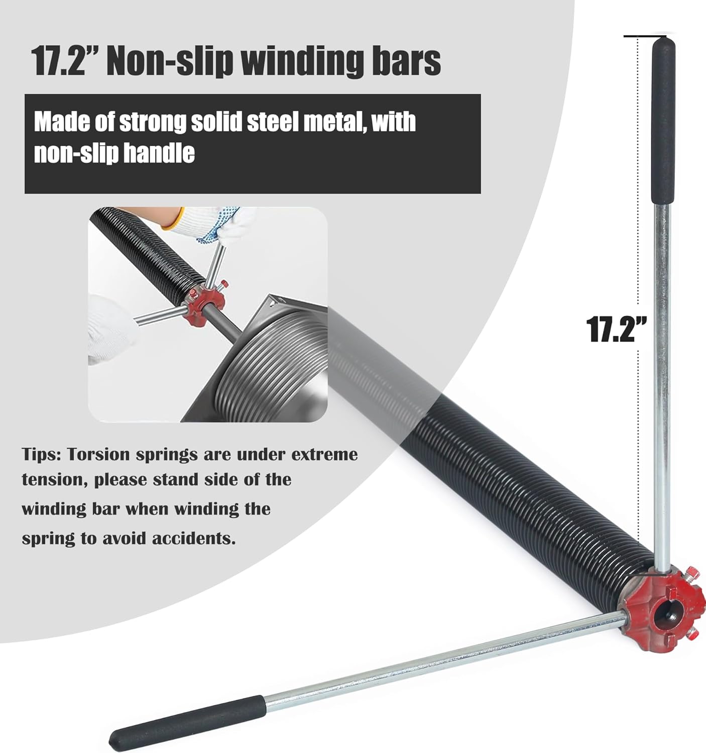 Garage Door Torsion Spring Set, Pair of 2" Electrophoresis Coated Garage Door Spring Replacement with 2 Non-Slip Winding Bars and Bearing, Minimum 16000 Cycles (.250x2x31")