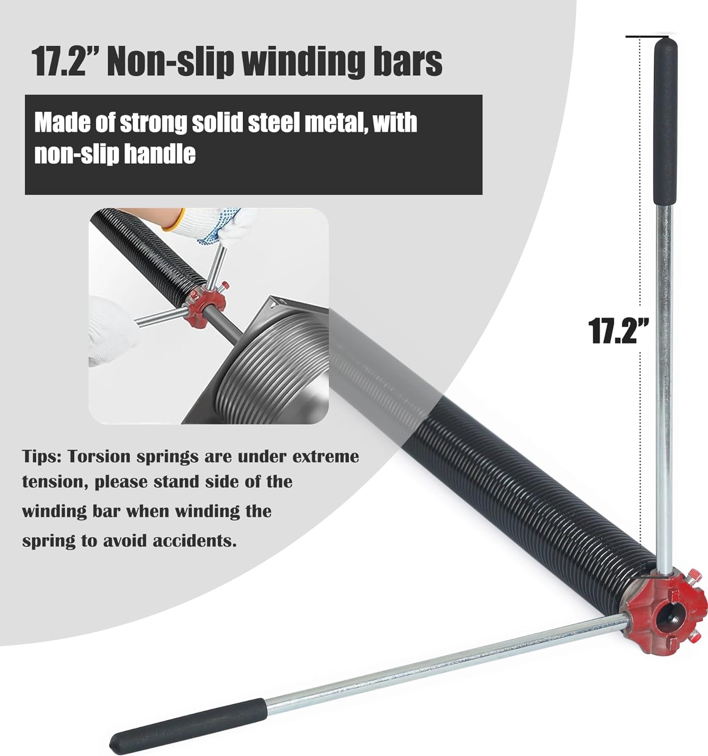 Garage Door Torsion Spring Set, Pair of 2" Electrophoresis Coated Garage Door Spring Replacement with 2 Non-Slip Winding Bars and Bearing, Minimum 16000 Cycles (.262x2x36)