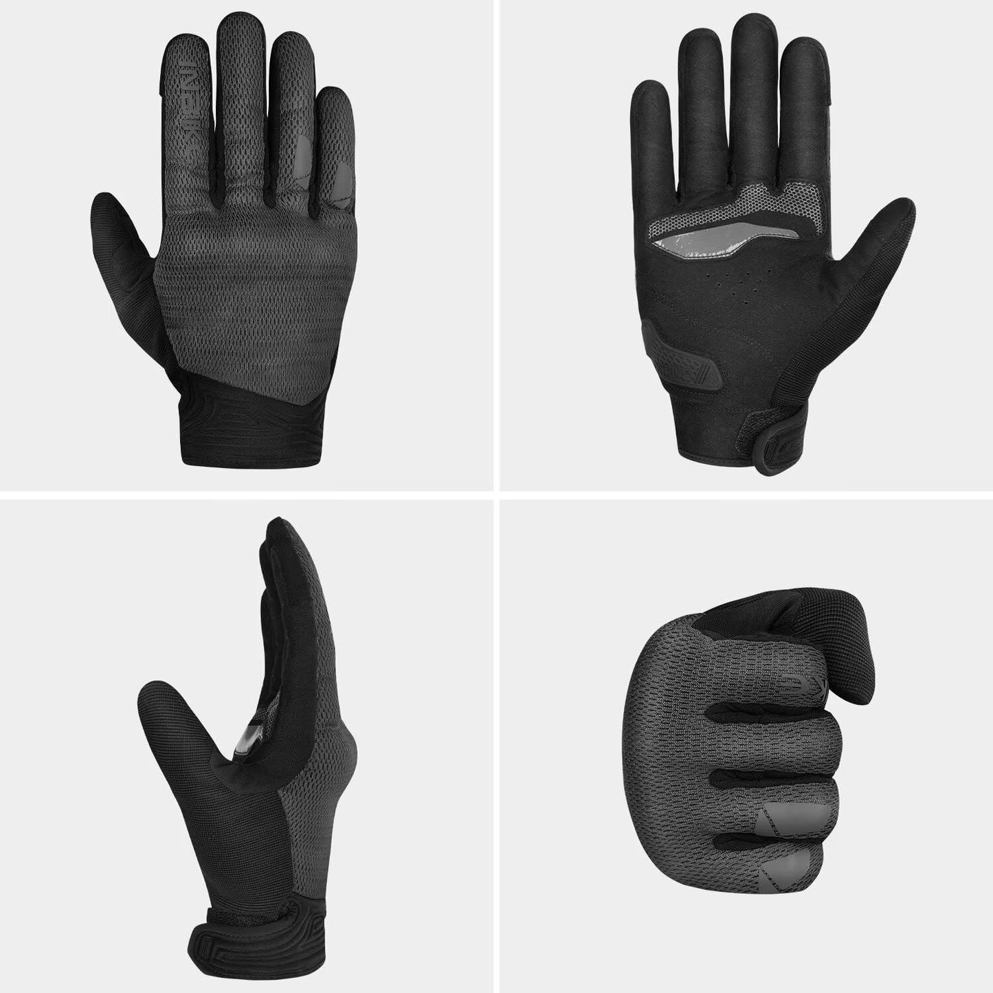 INBIKE Breathable Mesh Motorcycle Gloves for Men/Women, Shell Protection, Reflective, TPR Palm Sliders, Touchscreen Motorbike Gloves for ATV BMX MTB Riding