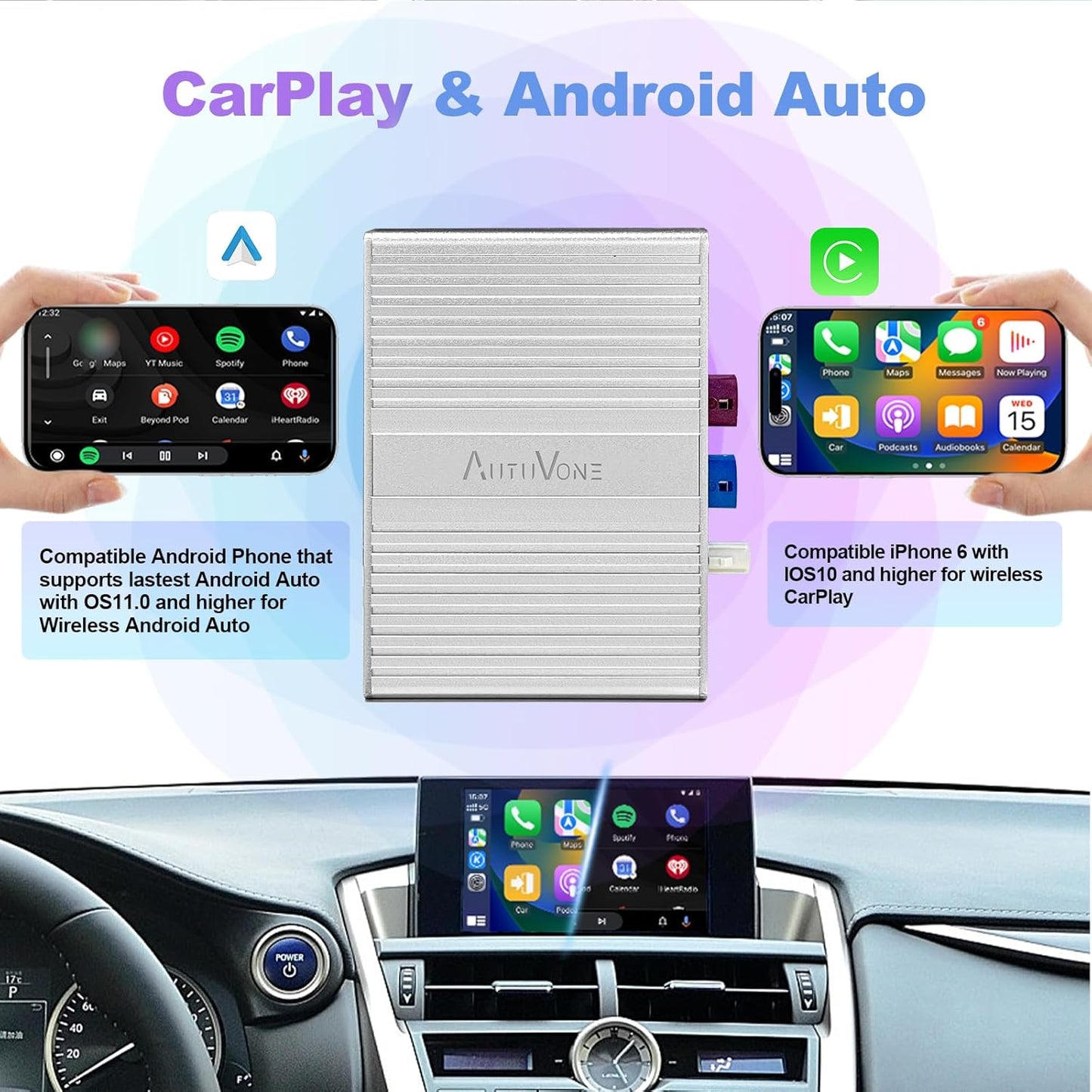 LVDS Wireless Wired CarPlay for Lexus RX ES NX CT is RC OEM Rotary Knob Controller, Add On Car Play, Support Wireless Android Auto Retaining The Factory Operation System