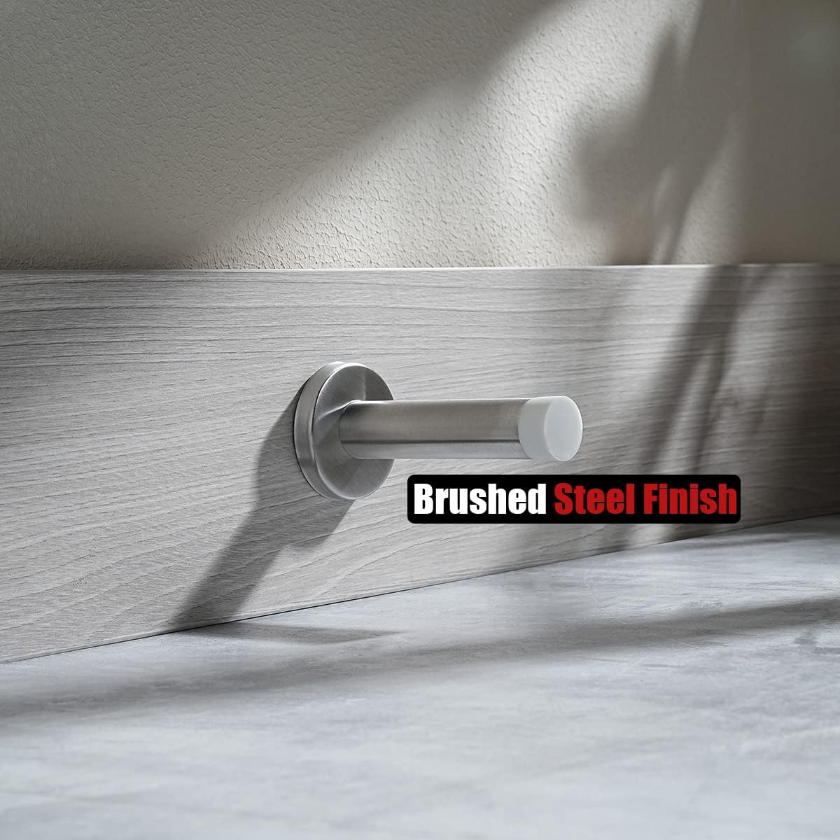 JQK Door Stopper, 304 Stainless Steel Thicken 1mm Sound Dampening Door Stop Bumper Wall Protetor 2 Pack, Brushed, DSB5-WN-P2