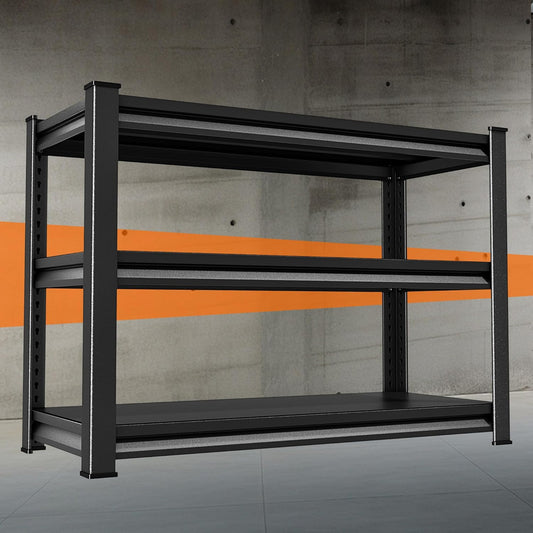 Garage Storage Shelves Heavy Duty, 40”W Shelving Units and Storage Rack, 1500LBS Loads Shelving Units, Adjustable 3-Tier Metal Shelves for Industrial Storage, 40”W×16”D×36”H,Black