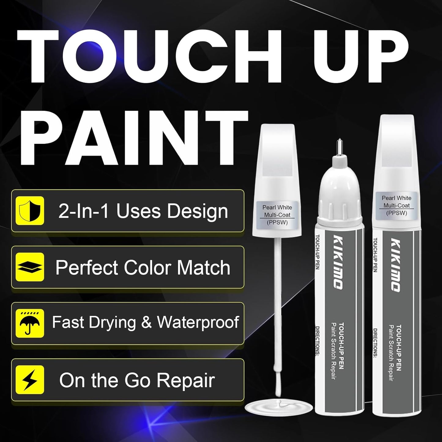 KIKIMO for Tesla Touch Up Paint(Stealth Grey(PN01)), Car Paint Repair Kit for Tesla Model Y/3/S/X, 2 In 1 Scratches Repair with Pen Tip and Brush, Color-Matched for Quick & Easy Fix