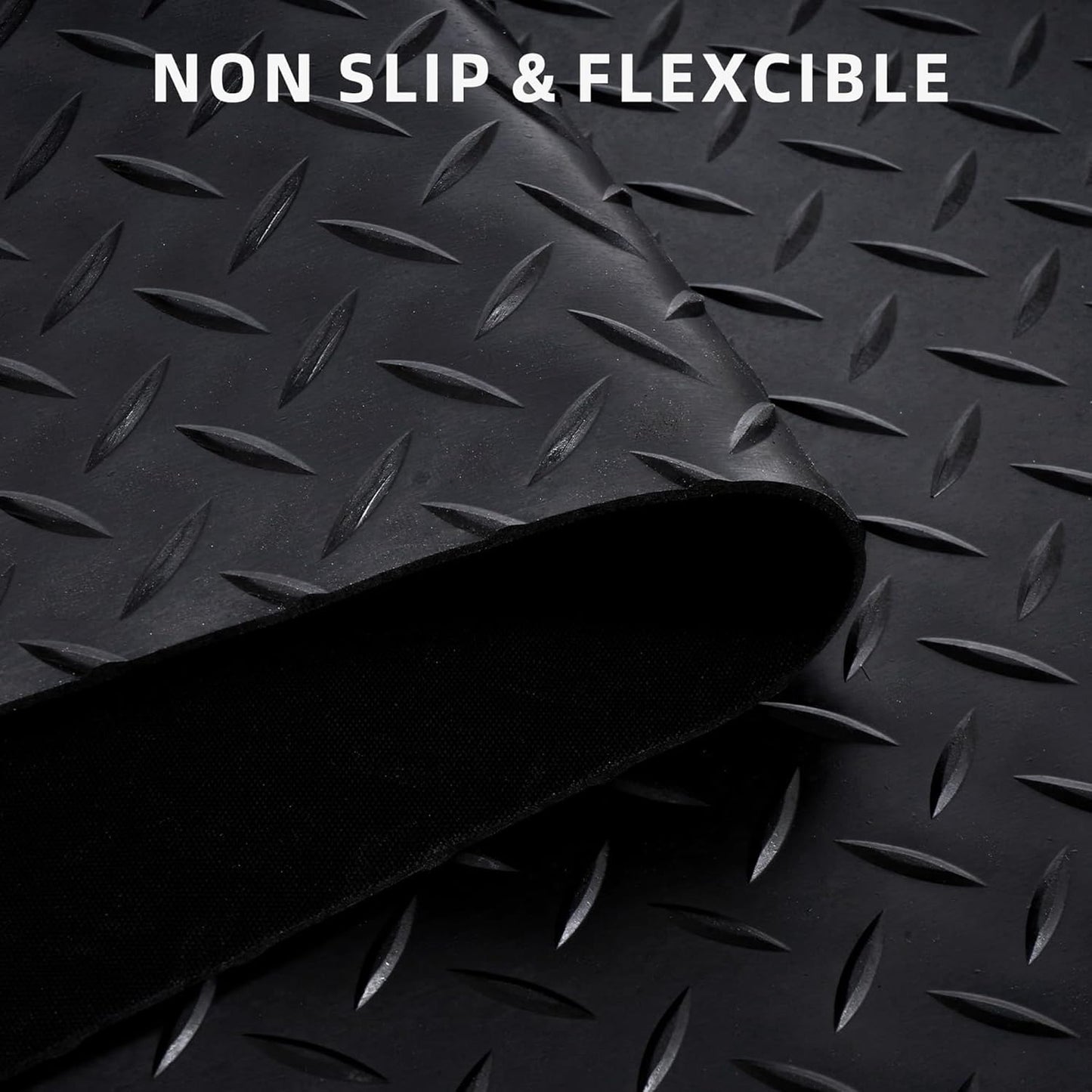 Nisorpa 16'5'' x 3'4'' Diamond Plate Flooring Roll, Rubber Garage Floor Mat, Non-Slip Floor Protector Rolls for Garage Under Car Warehouse Industry