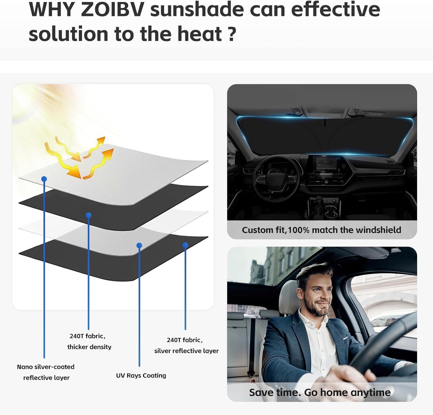 for Chevrolet Equinox 2018-2023 2024 2025 Sun Shade Sunshade Windshield Cover - 4 Layers Front Window Shade Not for Equinox EV Sun Visor - 240T Retractable Shade Blocks UV Rays Car Accessories