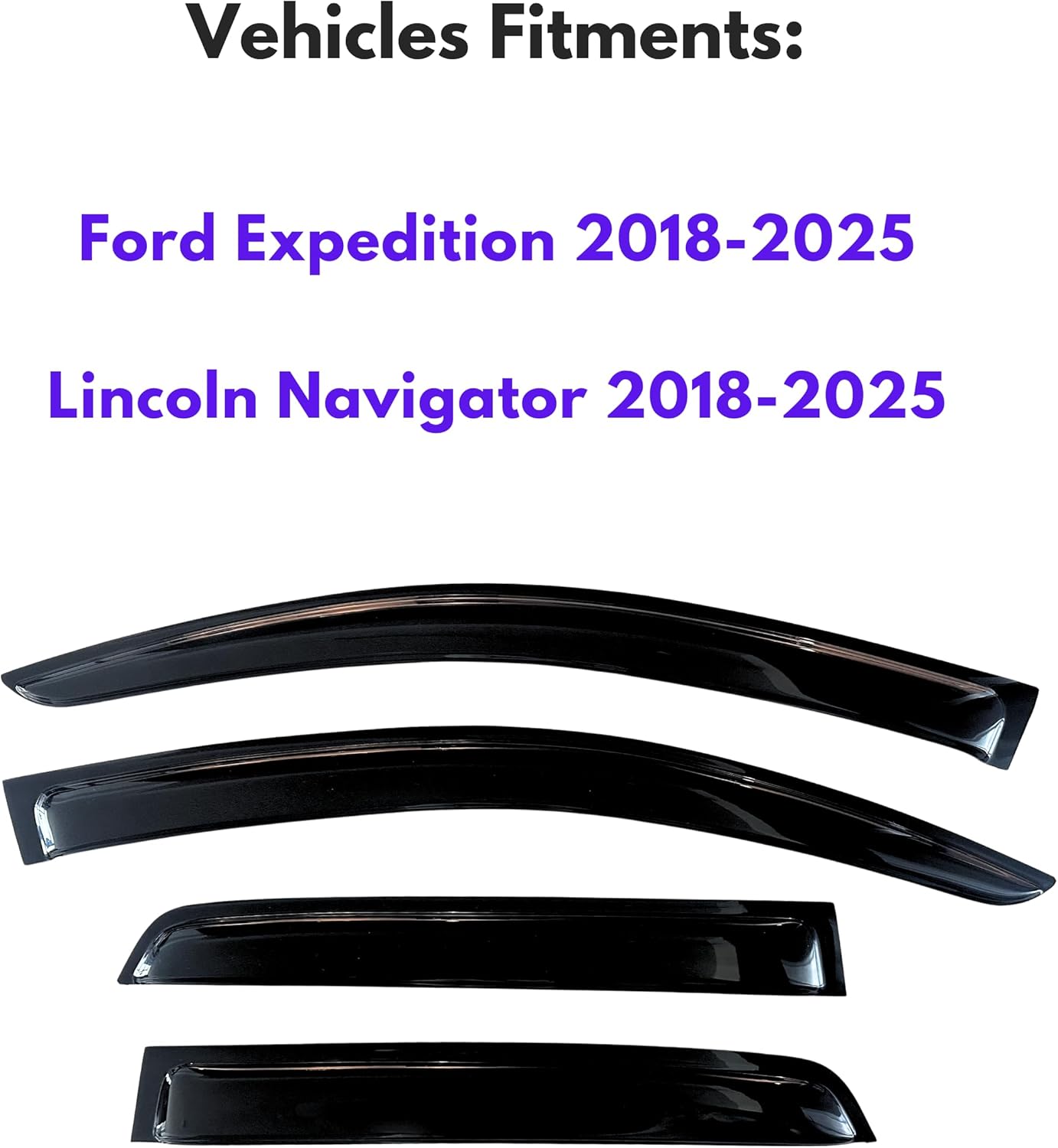 KPY Window Visor Compatible with 2018-2025 Ford Expedition & Lincoln Navigator, 4PC Rain Guard Side Window Vent Deflectors Tape-On Style, 2018 2019 2020 2021 2022 2023 2024 2025