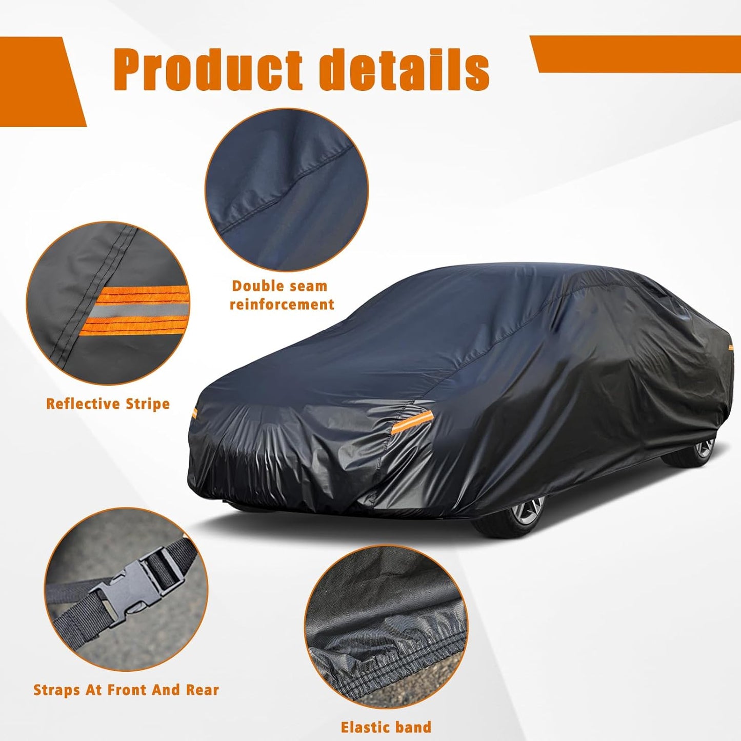 Kayme 7 Layers Car Cover Custom Fit for Dodge Challenger Hellcat (2008-2025) Waterproof All Weather for Automobiles, Outdoor Full Cover Rain Sun UV Protection.Black