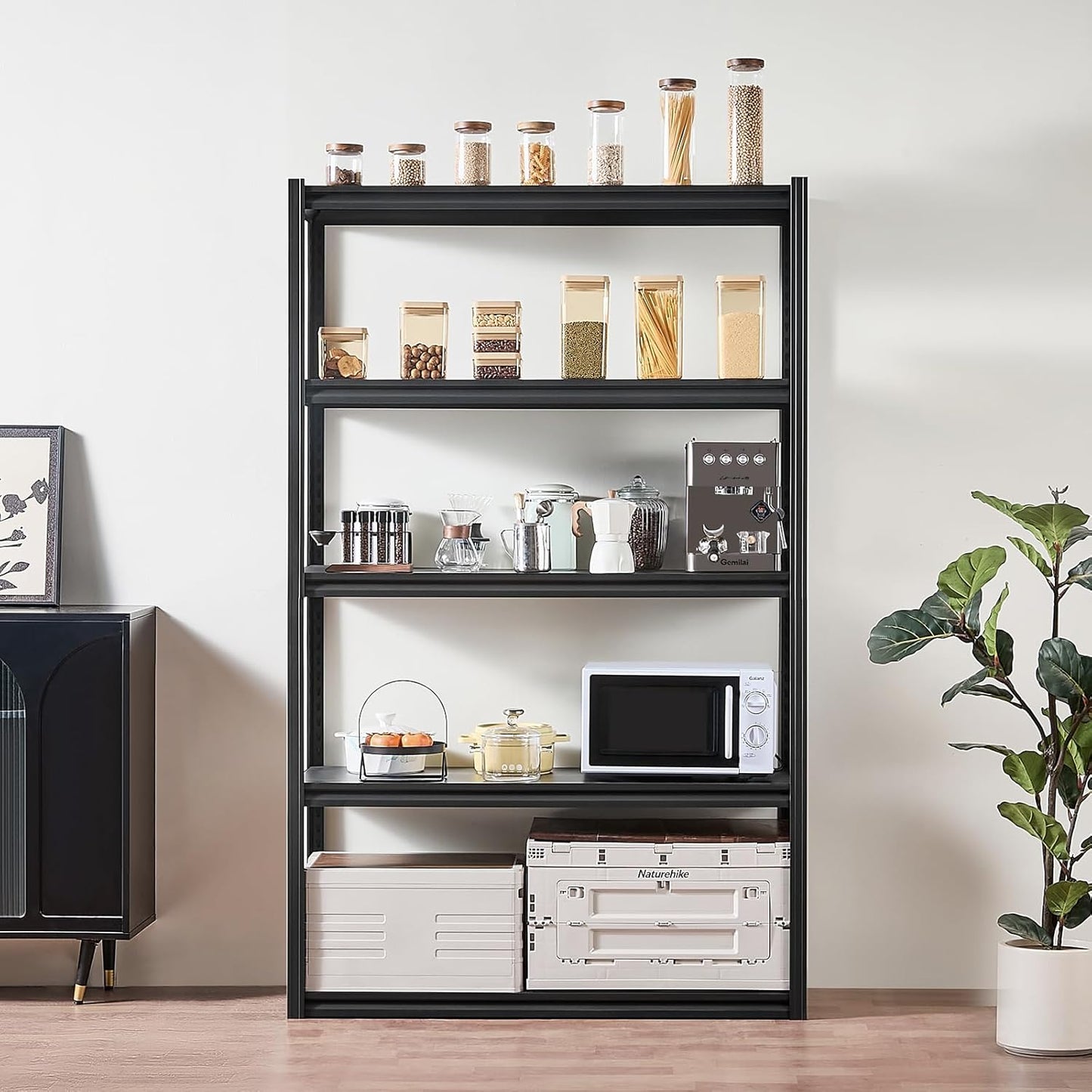 VEVOR Storage Shelves, 3000 lbs, 5 Tier Garage Storage Shelving, 18" D x 48" W x 78" H Adjustable Metal Shelves for Garage Shelves Utility Rack Shelf, Ideal for Kitchen, Warehouse, Basement, Black