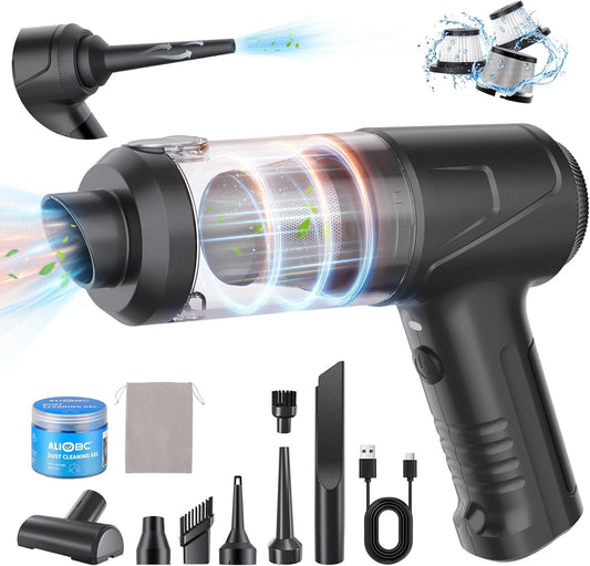 2-in-1 Car Vacuum&Air Duster,65w/16kpa/30 Mins,High Powerful Dust Cleaner Portable Cordless Vacuum,Compressed Air Blower,Lightweight Rechargeable Handheld Mini Vacuum for Car/Home/Office