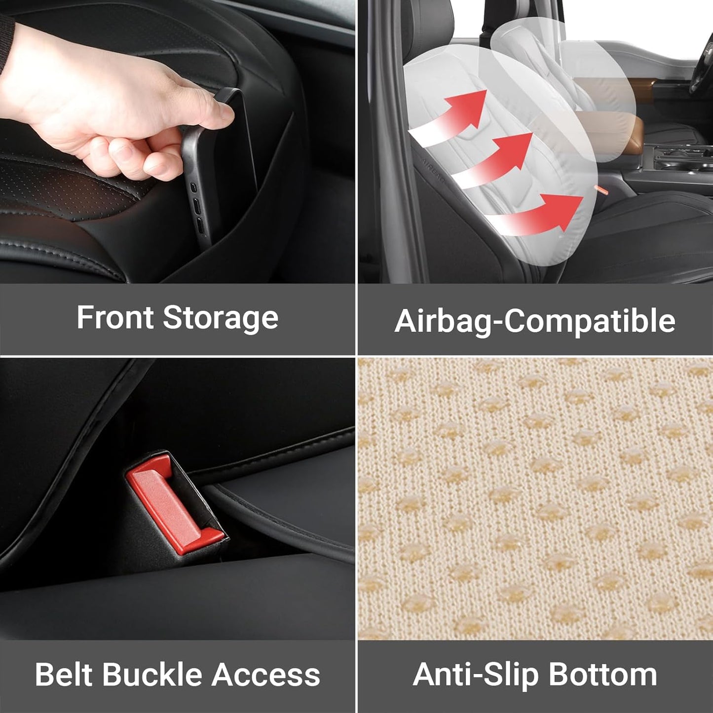 Coverland Custom Car Seat Covers Compatible with F150, Raptor, F250, F350 Super Duty - Premium Leather Non-Slip Memory Foam Waterproof Interior Protector Full Set-Black [See Size Chart-Size X110]