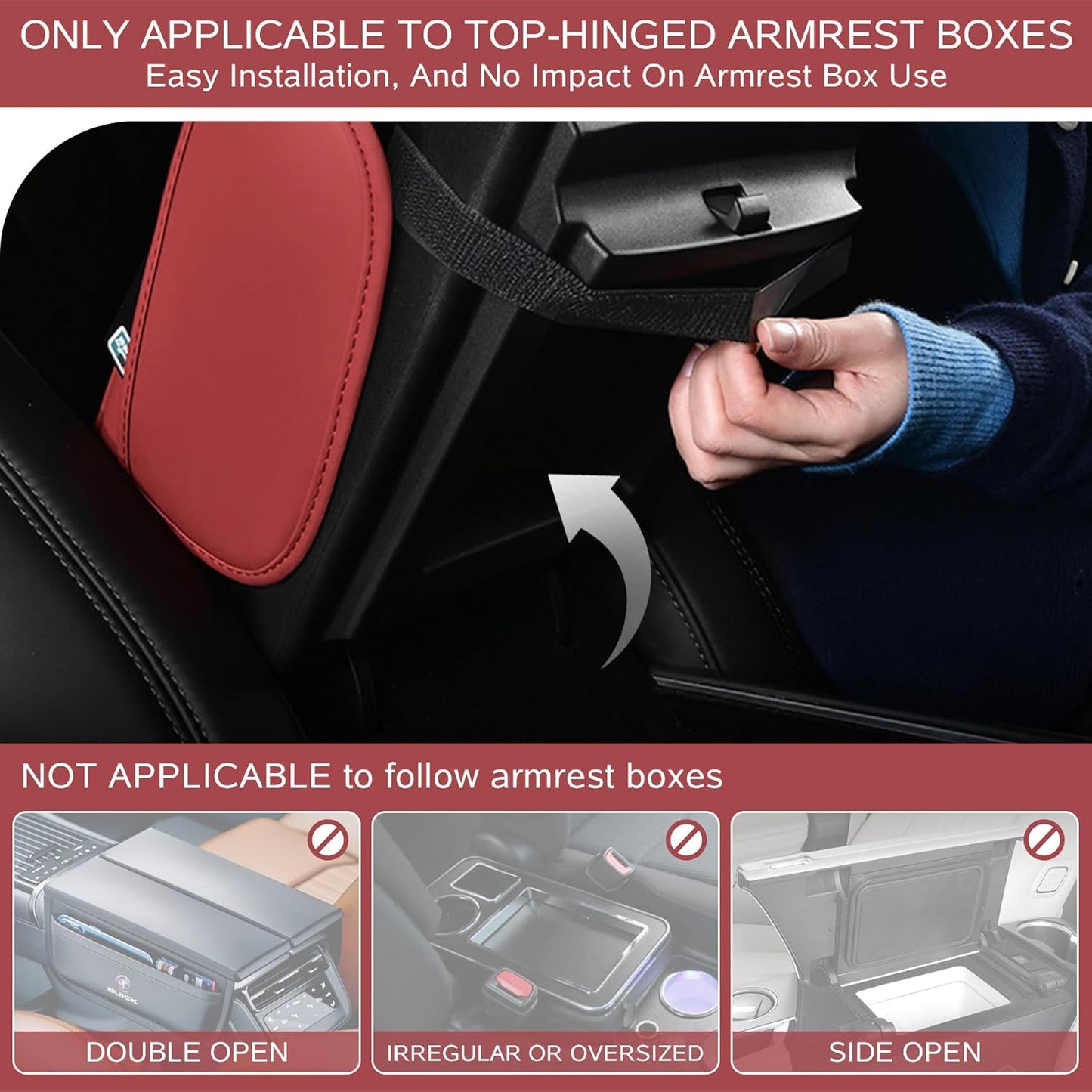 5 in 1 Car Armrest Storage Box for Center Console, Armrest Cushion Cover for Car with 2 Cup Holders Storage Bags, Tissue Box, Phone Slot, Premium Memory Foam with Nappa Leather, 14.2*7.9*2.8in (Black)