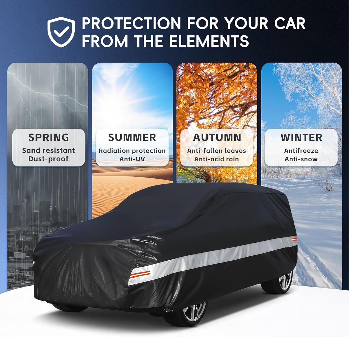 10 Layers SUV Car Cover Custom Fit for Dodge Durango (2004-2024) Waterproof All Weather for Automobiles, Outdoor Full Cover Sun UV Rain Protection with Cotton. Black